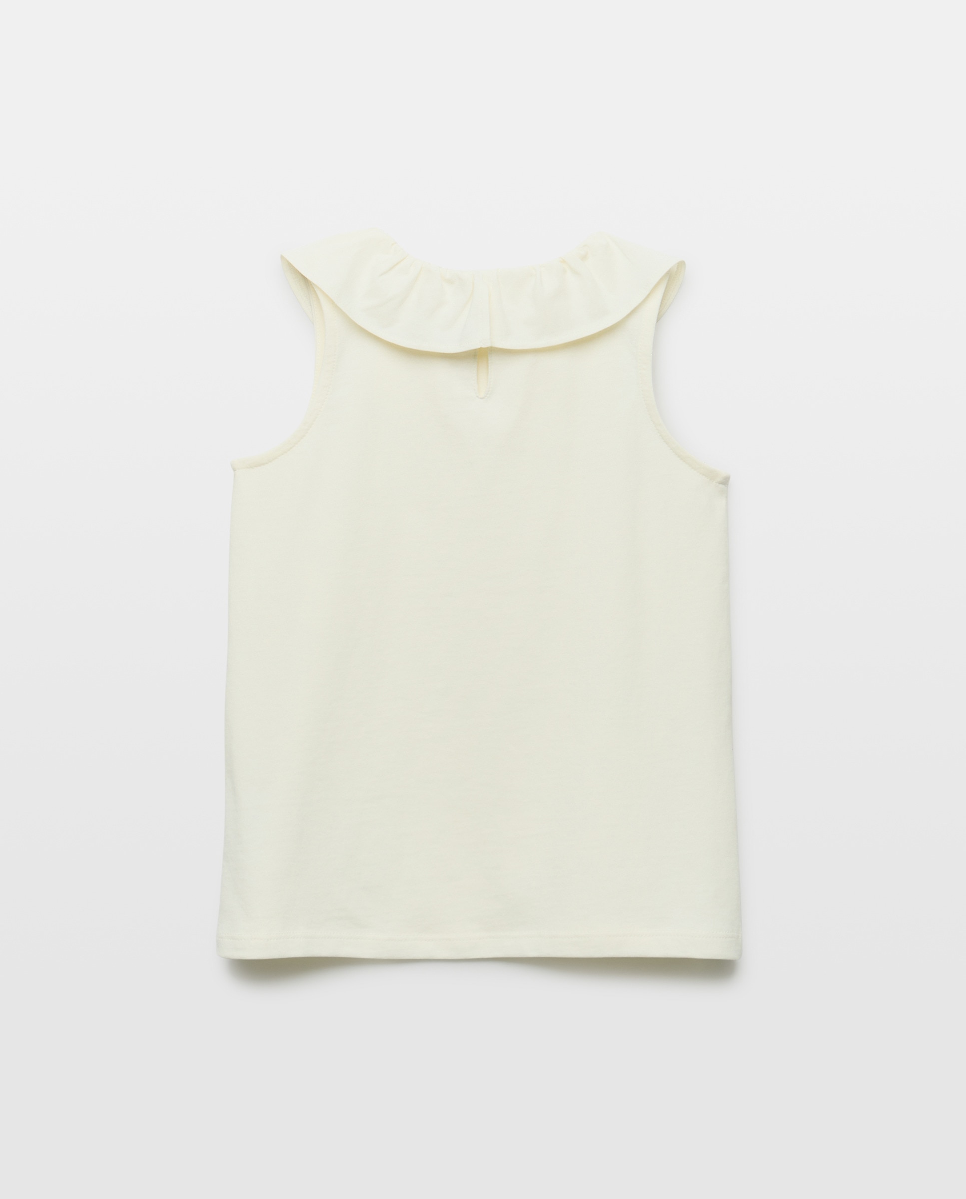 Camiseta niña con cuello de crochét Blanco roto-2