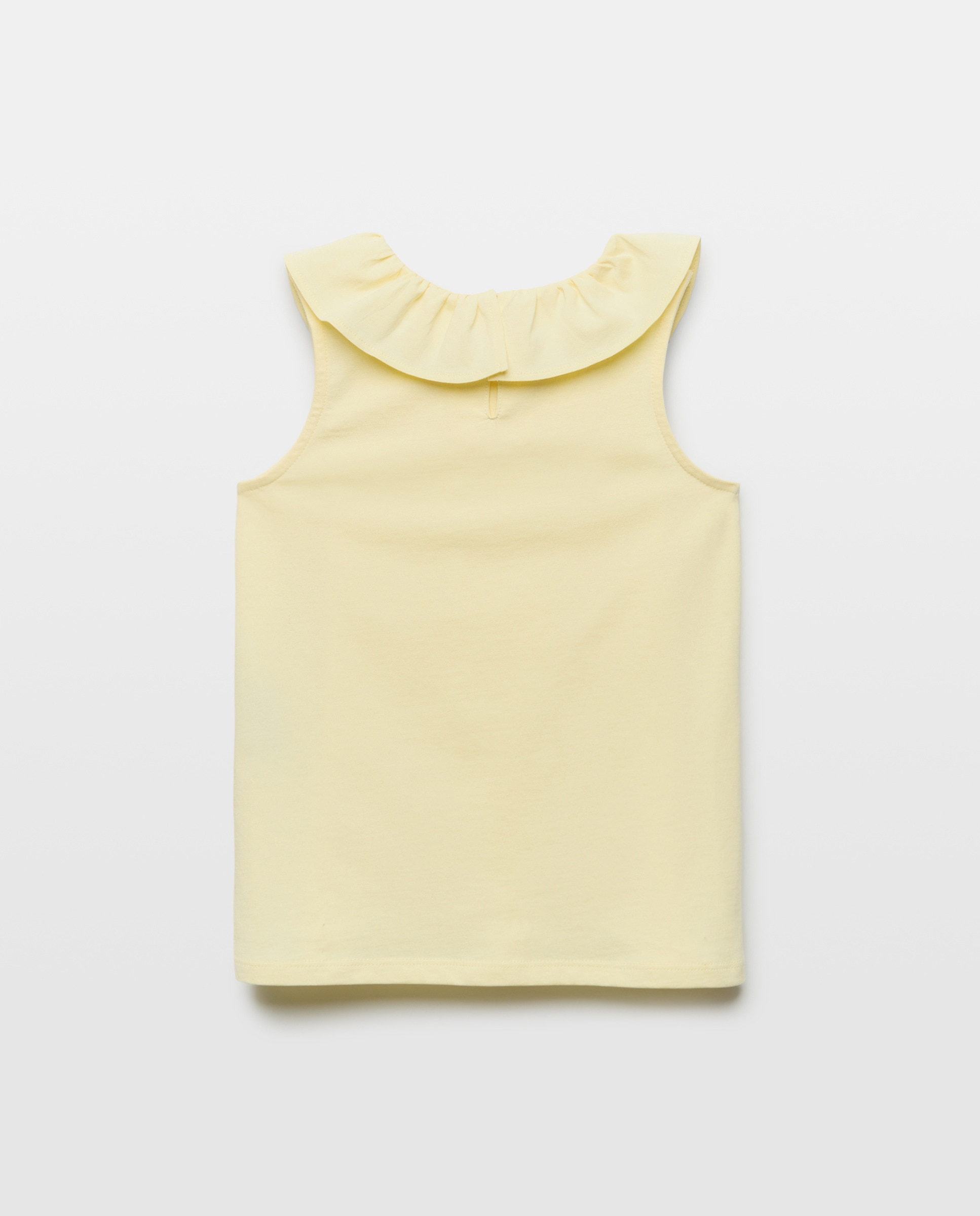 Camiseta niña con cuello de crochét Amarillo yema-2