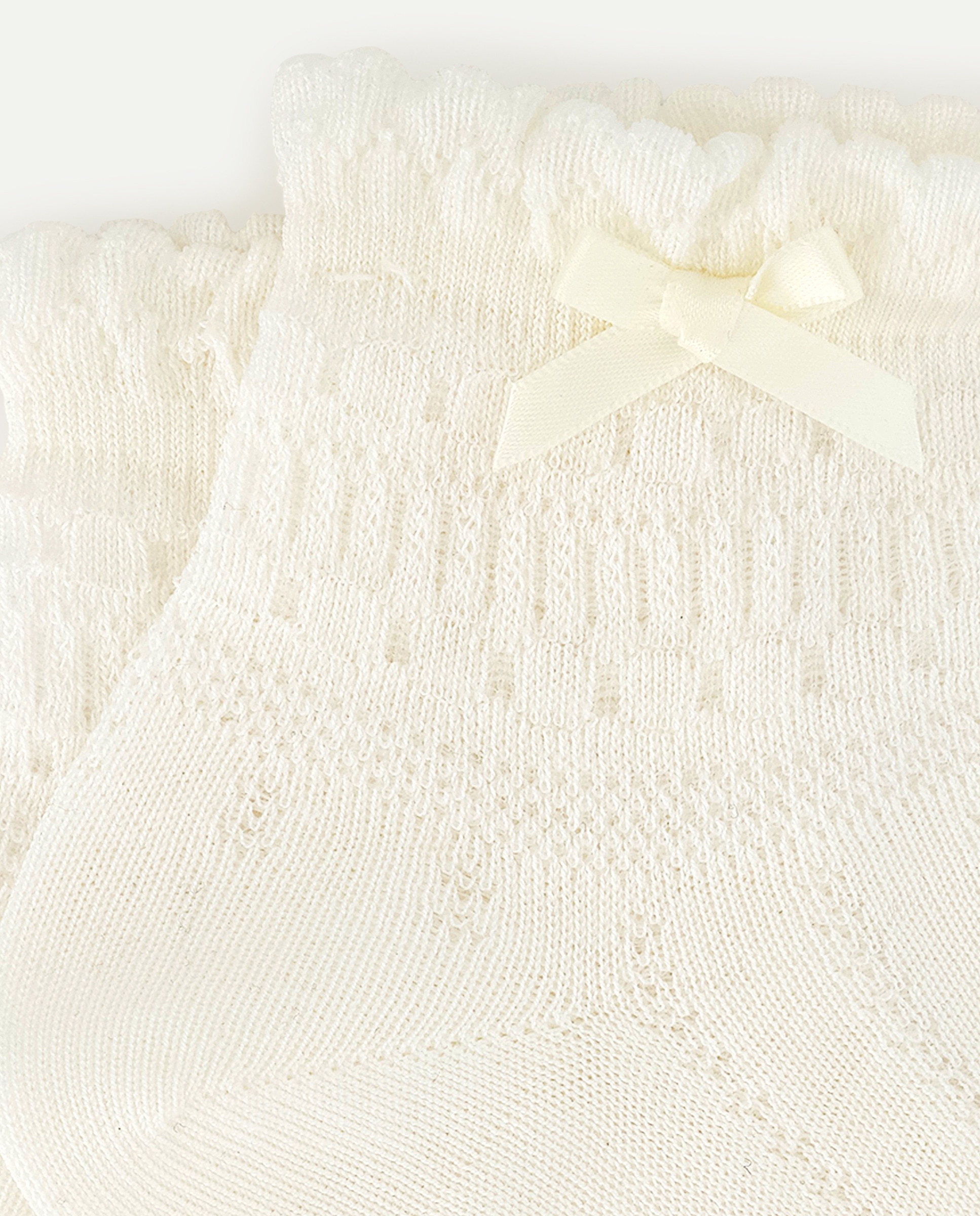 Meias de Cerimónia com Laço Cotton Juice Bege-2