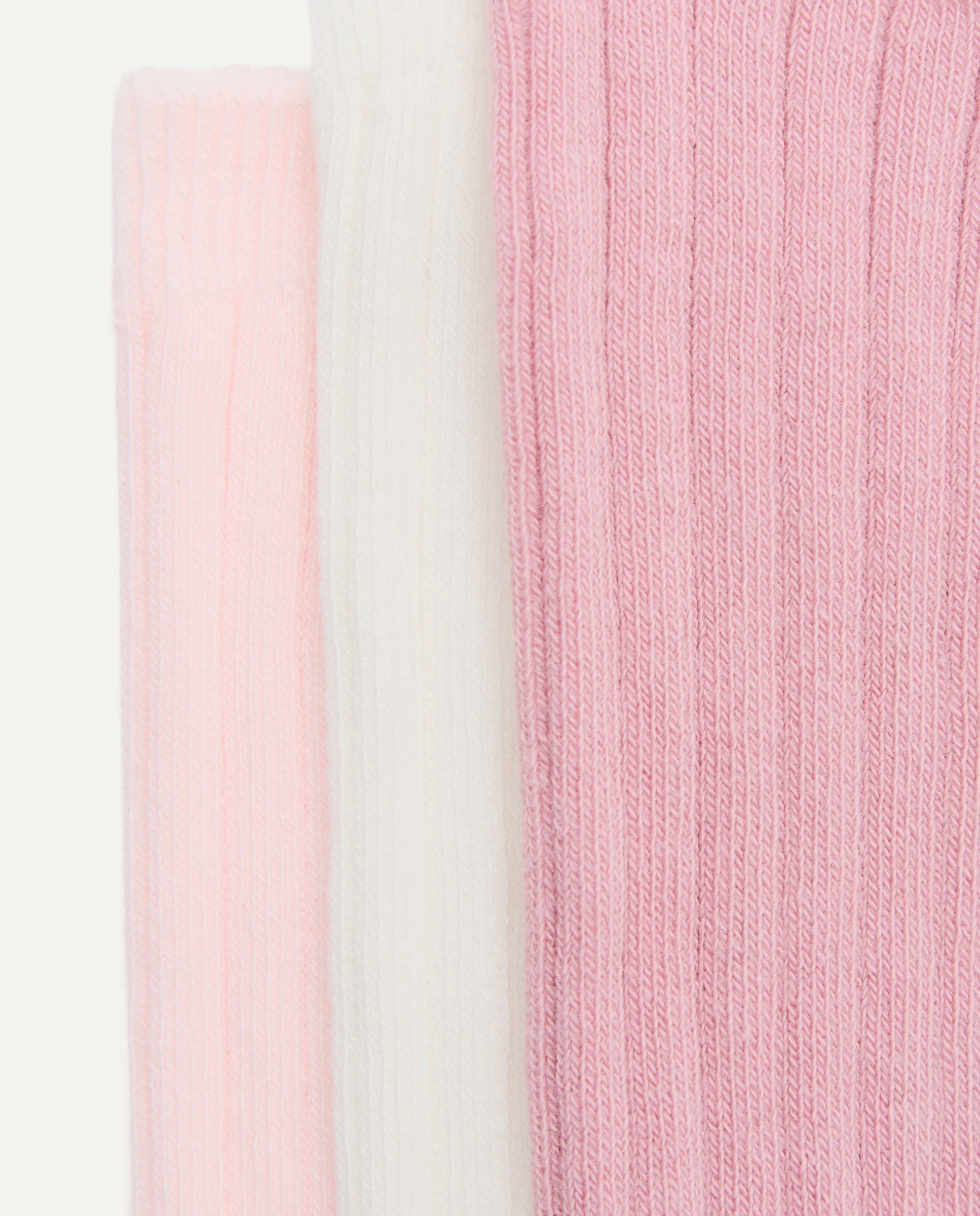 Pack de 3 Pares de Meias Altas Caneladas Lisas de Bebé Cotton Juice Rosa-2