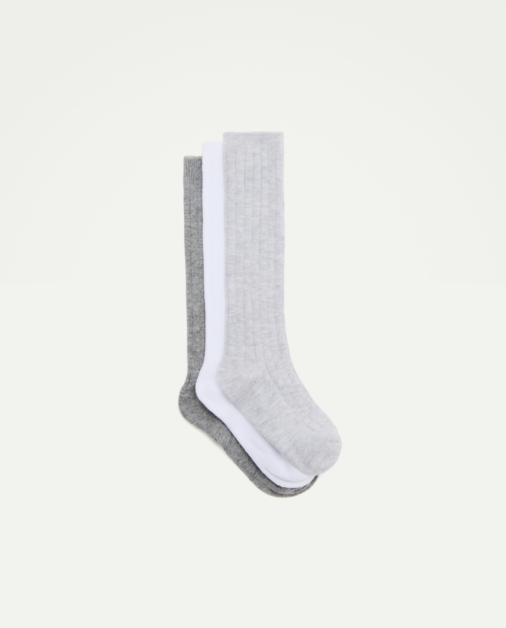 Pack 3 calcetines altos canalé de bebé niño - Cotton Juice - Gris Gris-1