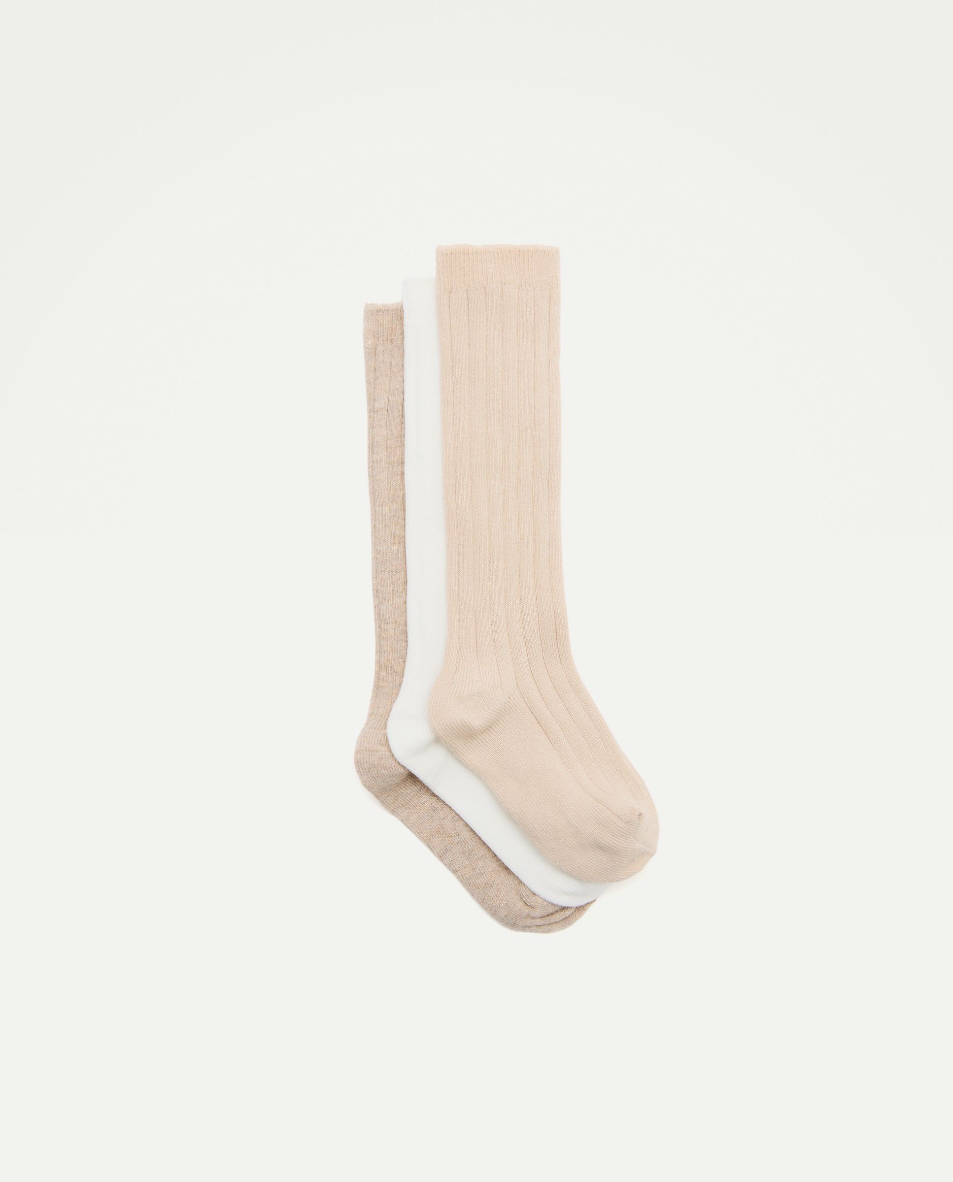 Pack 3 calcetines altos canalé de bebé niño - Cotton Juice - Beige Beige-1