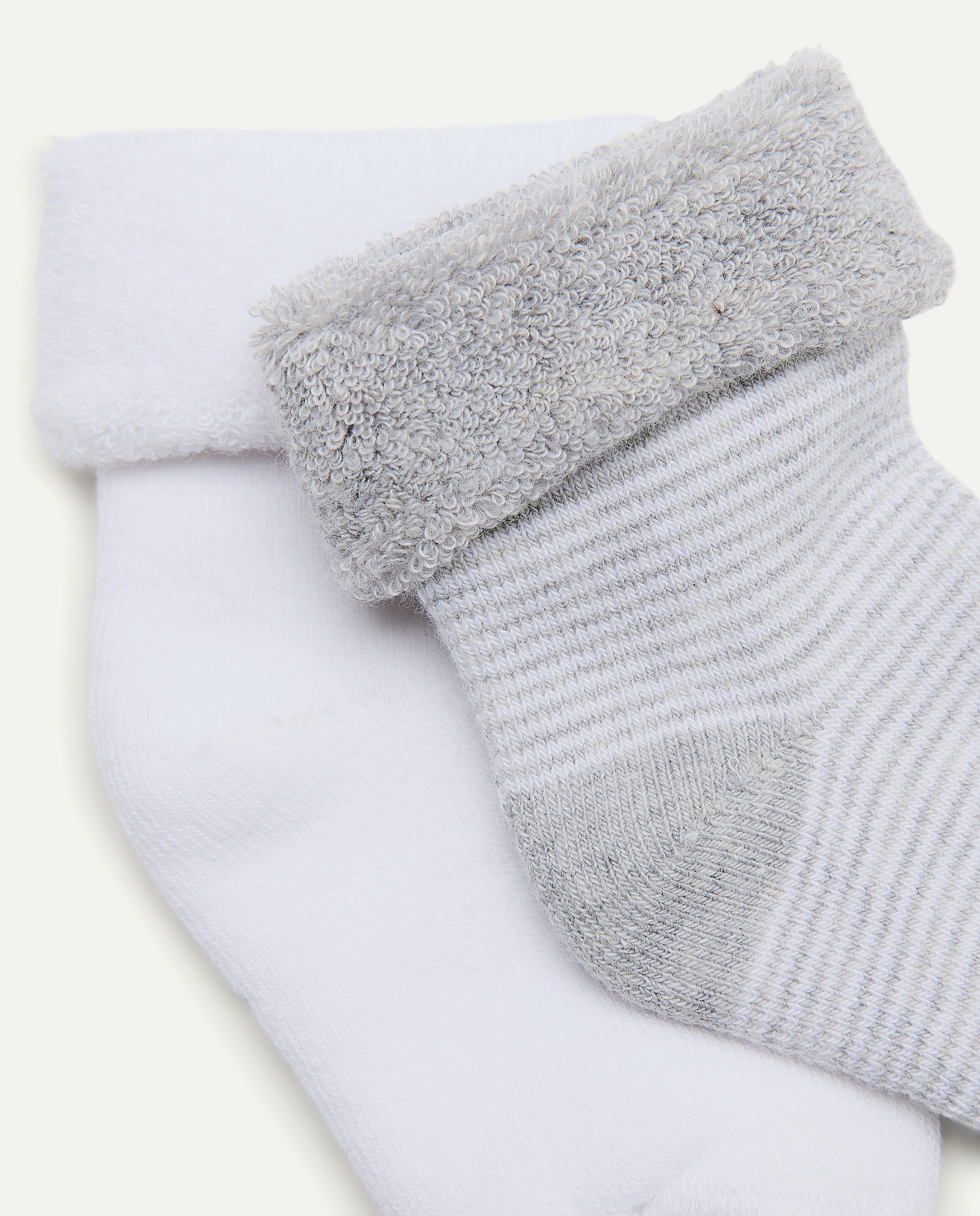 Pack 2 calcetines rizo liso/rayas de bebé niño - Cotton Juice - Negro Negro-2