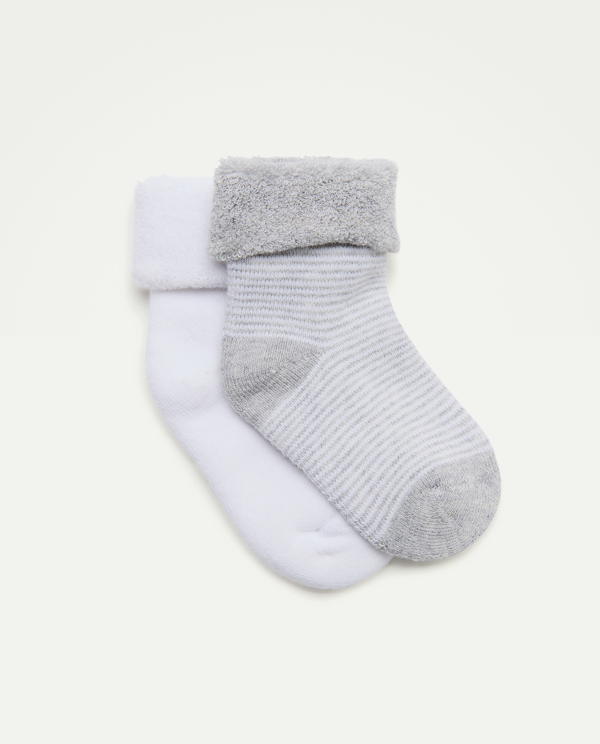 Pack 2 calcetines rizo liso/rayas de bebé niño - Cotton Juice - Negro Negro-1