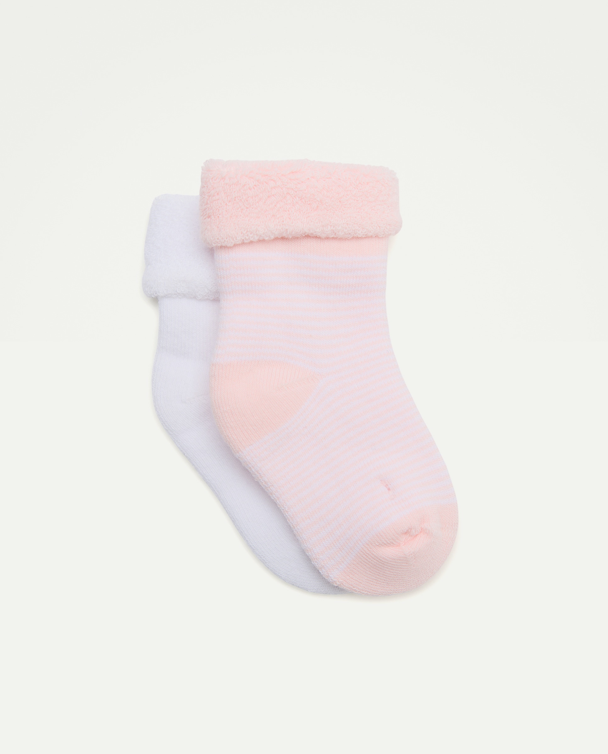 Imagem 0 de Pack de 2 Pares de Meias de Bebé em Tecido Turco Lisas/às Riscas