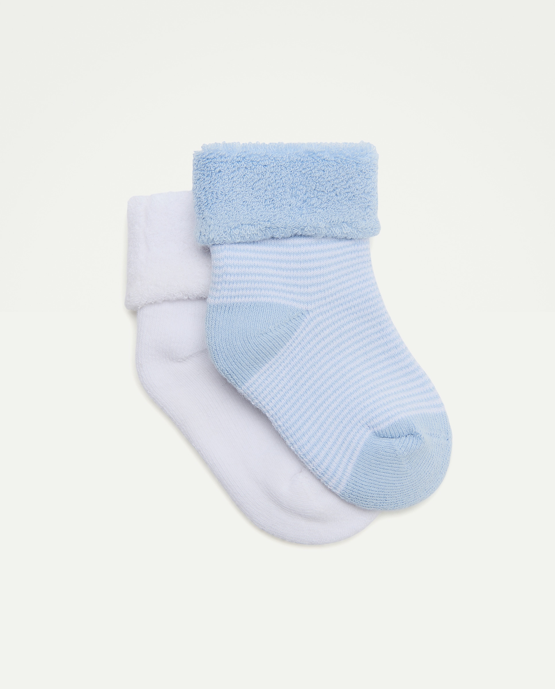 Imagem 0 de Pack de 2 Pares de Meias de Bebé em Tecido Turco Lisas/às Riscas