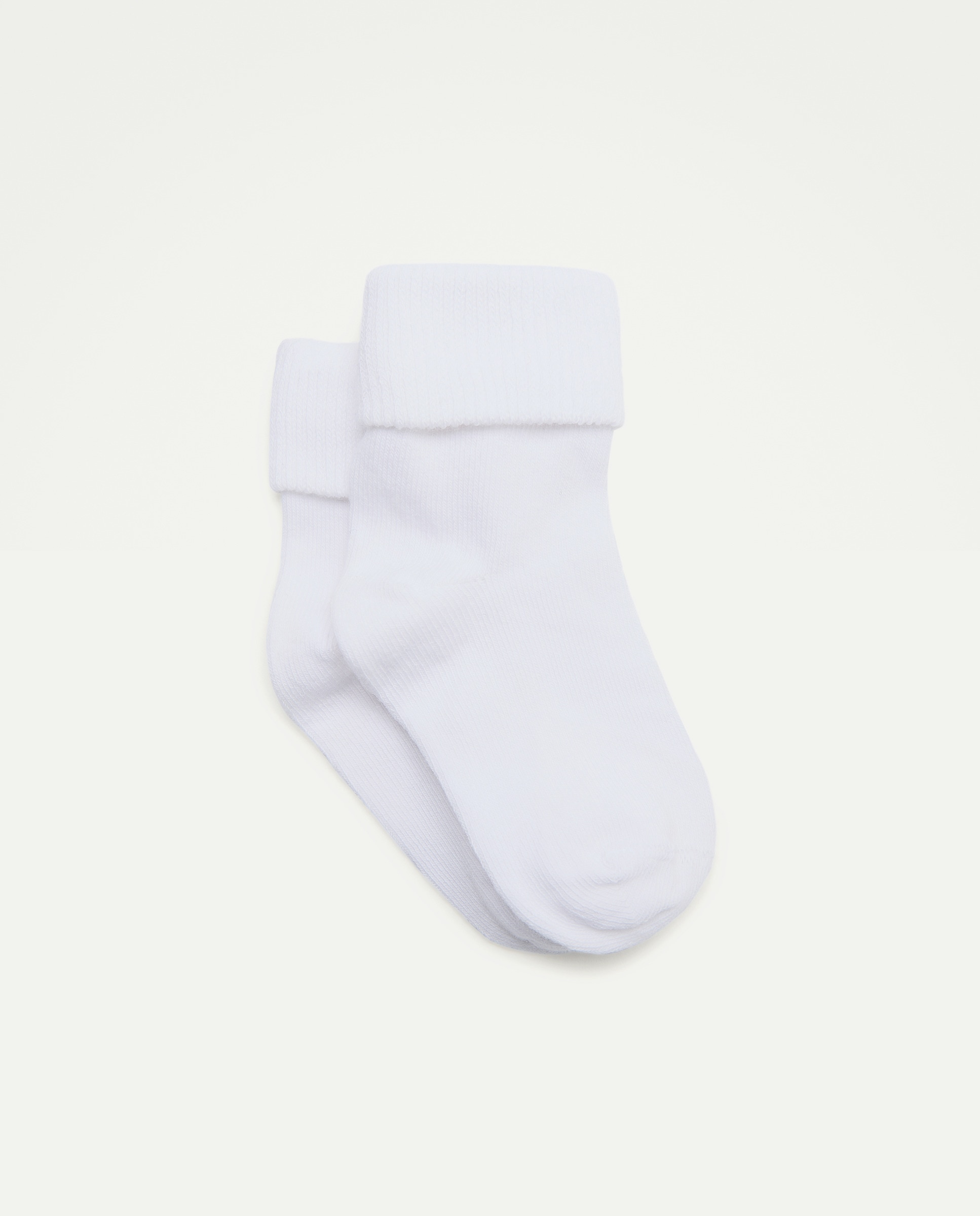 Pack 2 calcetines bebe puño vuelto liso de bebé niño - Cotton Juice - Blanco Blanco-1
