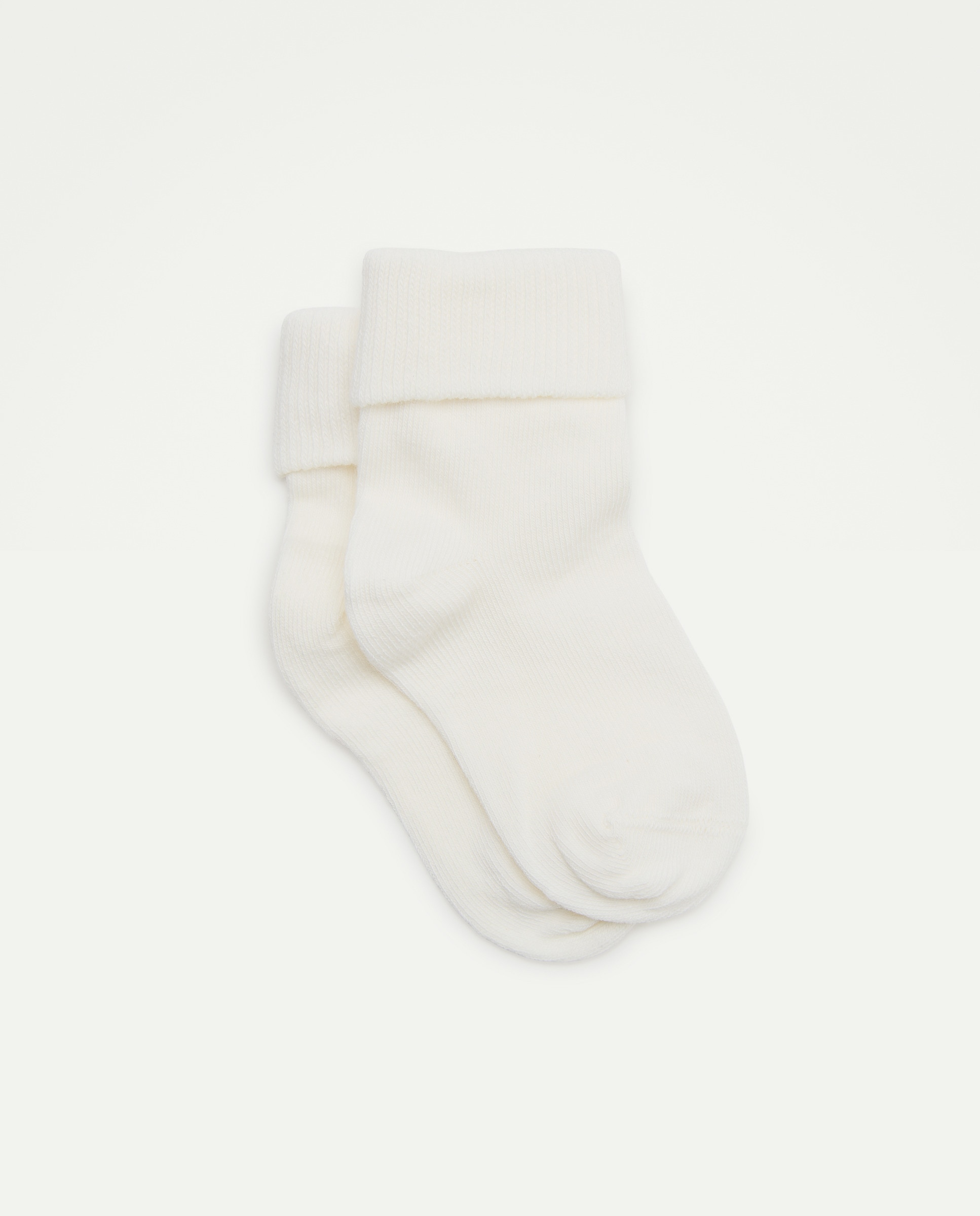 Pack 2 calcetines bebe puño vuelto liso de bebé niño - Cotton Juice - Blanco roto Blanco roto-1