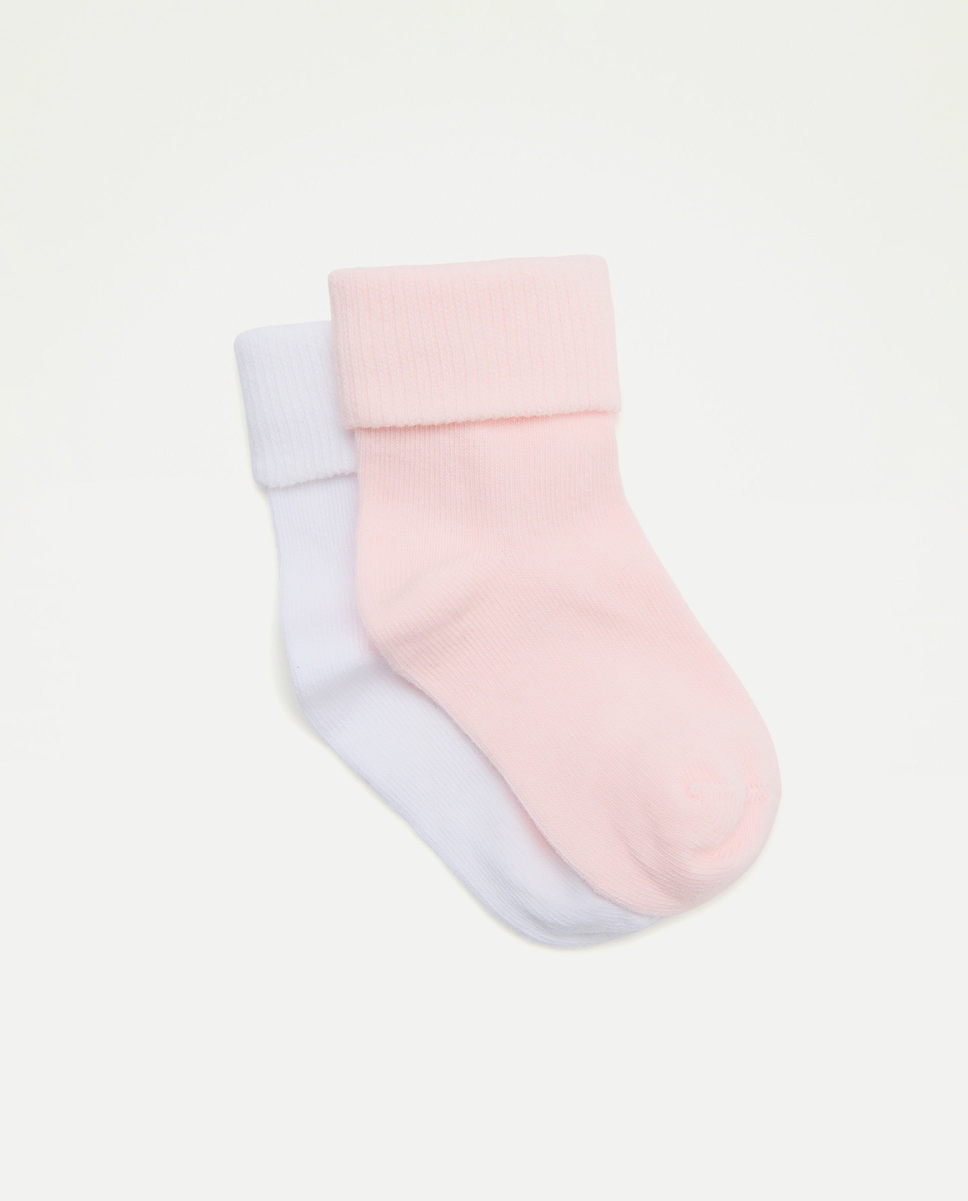 Pack 2 calcetines bebe puño vuelto liso en color liso de bebé niña - Cotton Juice - 200 Rosa 200 Rosa-1