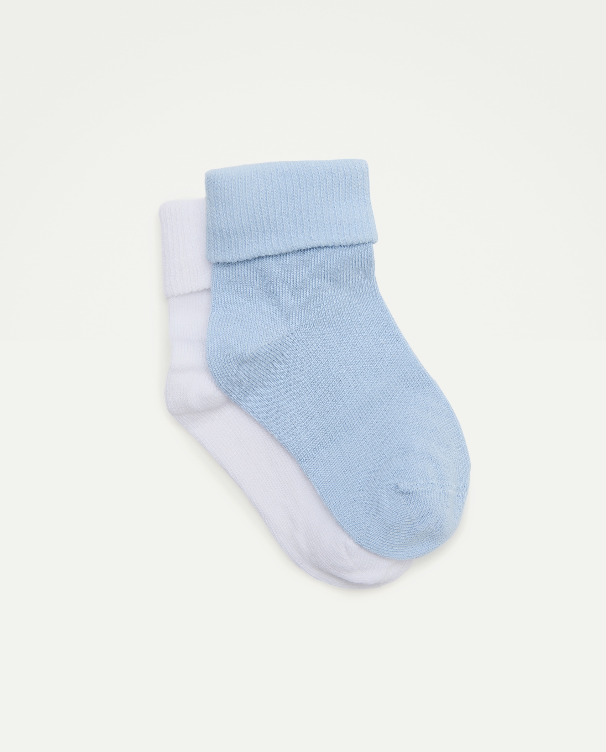 Pack 2 calcetines bebe puño vuelto liso de bebé niño - Cotton Juice - 400 Azul 400 Azul-1