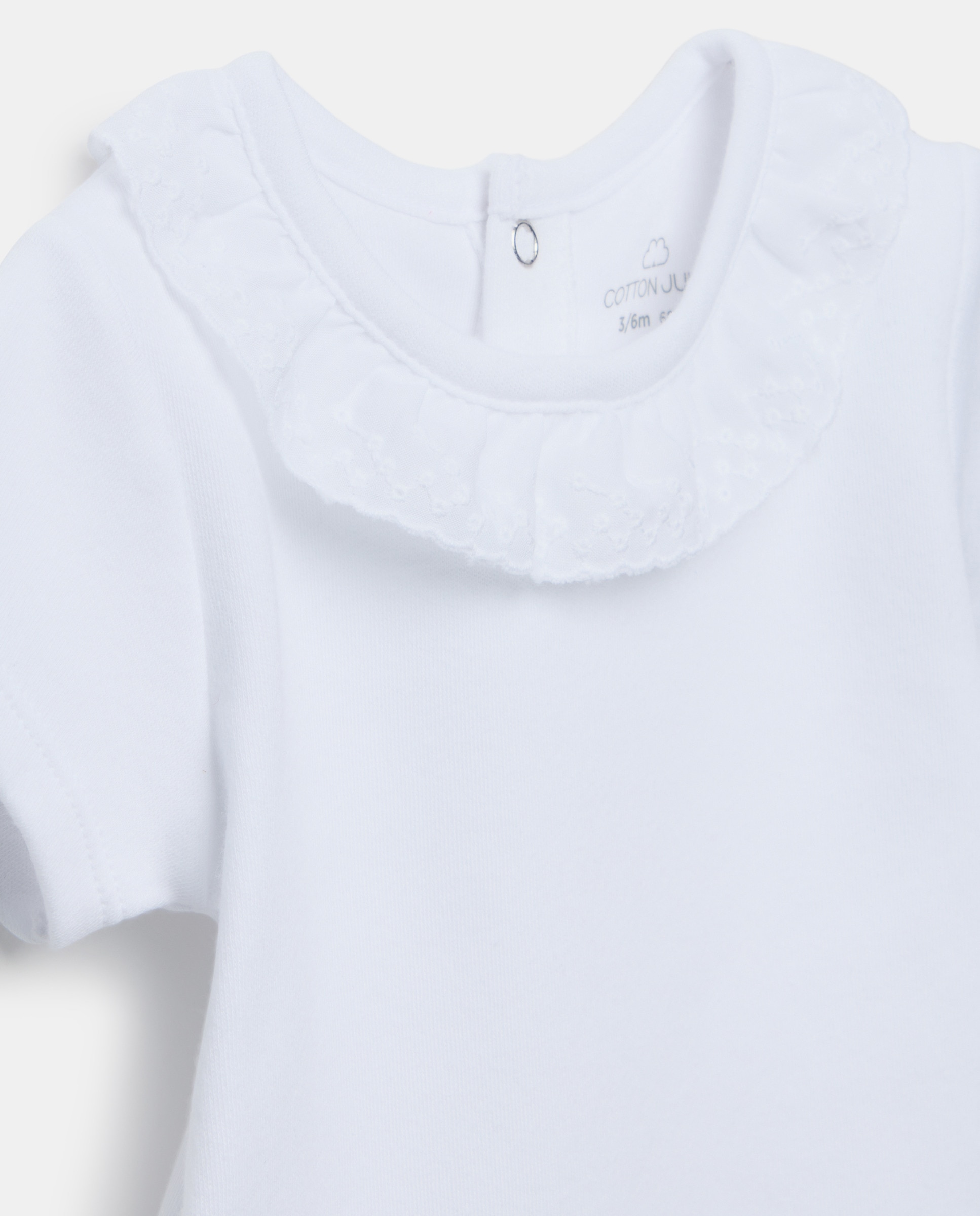 Body de Manga Curta de Bebé com Renda Branco-3
