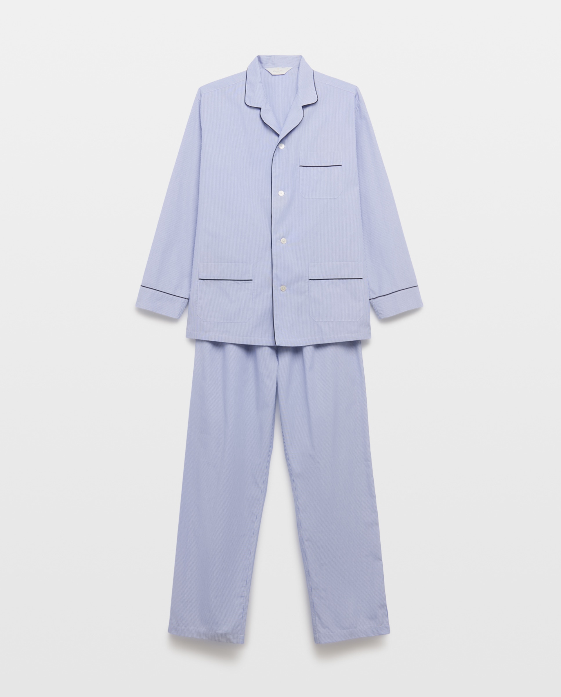 Pijama de Popelina em Tecido às Riscas 400 Azul-3