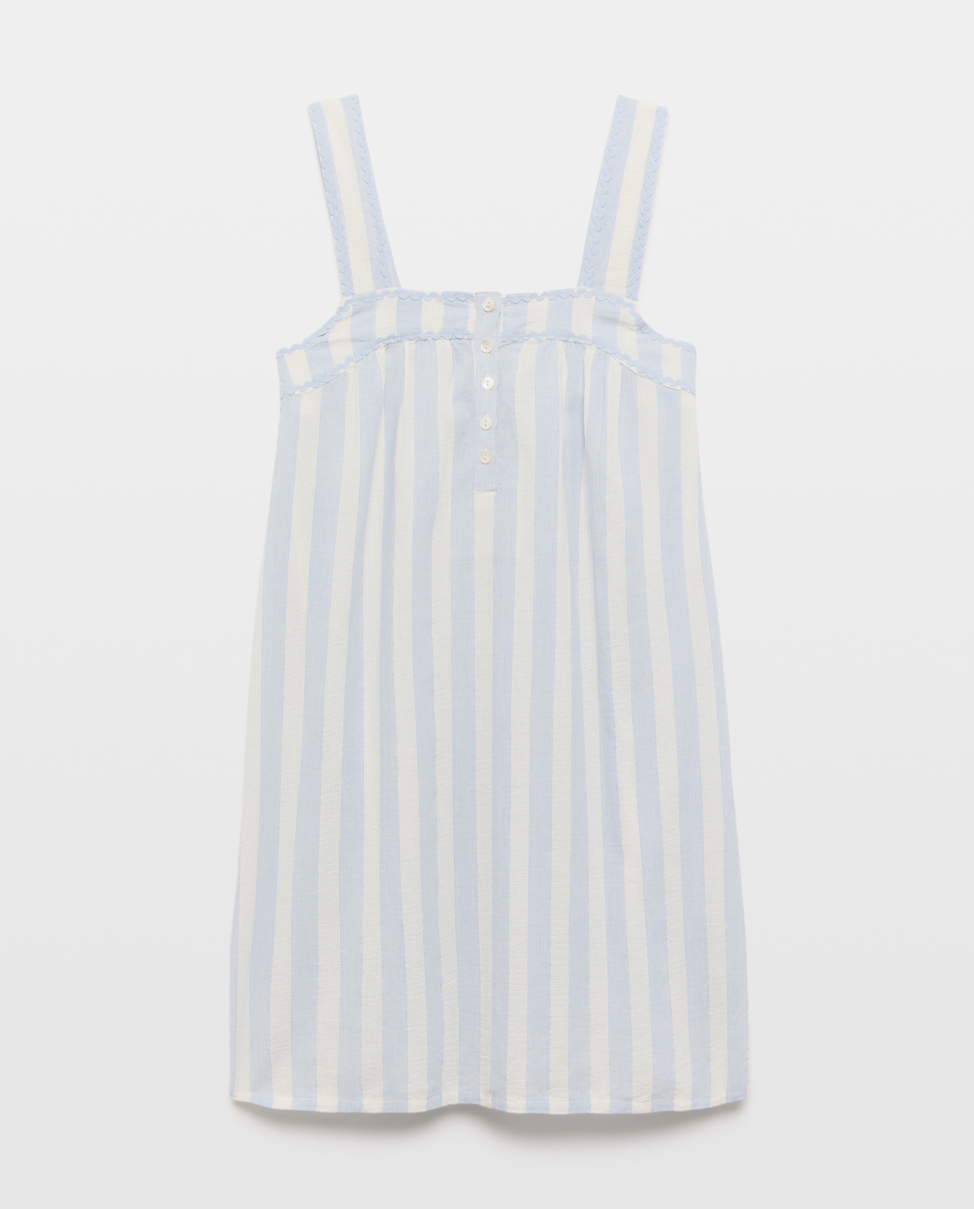 Camisa de Dormir com Risca e Alças Azul-3