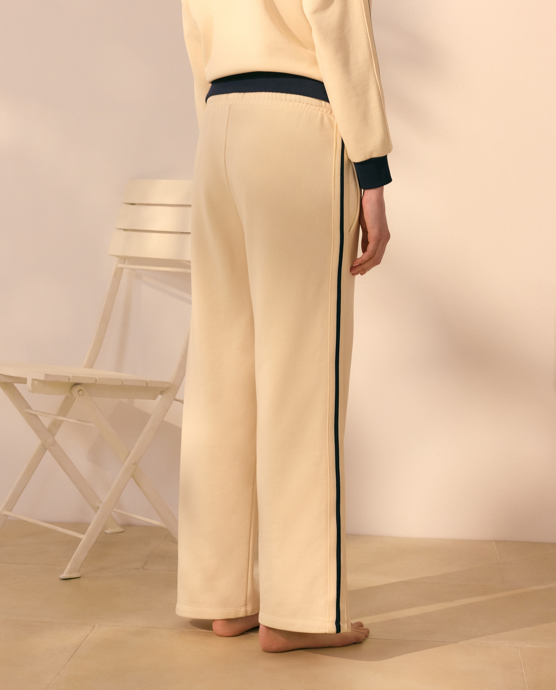 Calças com Contraste Lateral 120 Cru-3