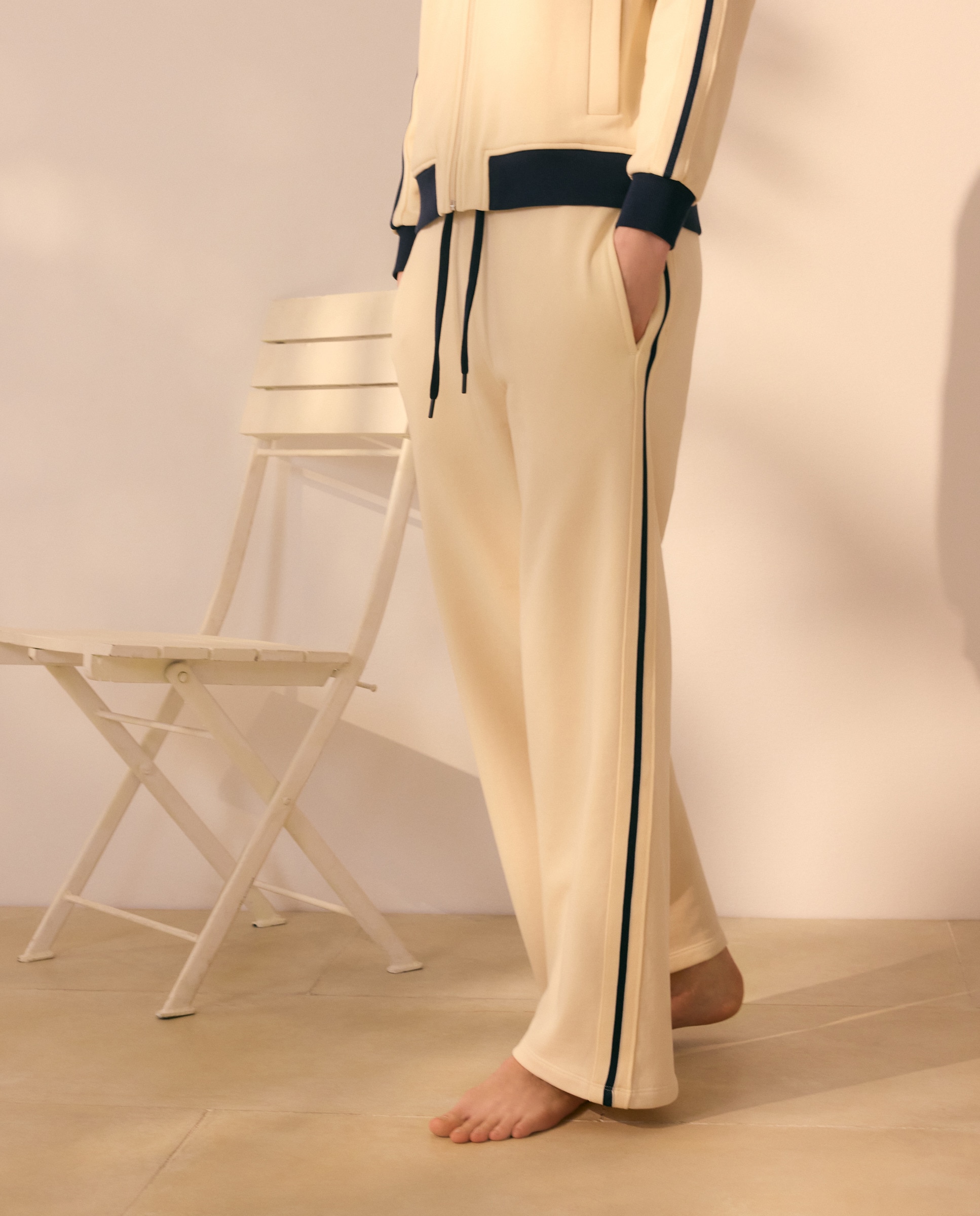 Calças com Contraste Lateral 120 Cru-2