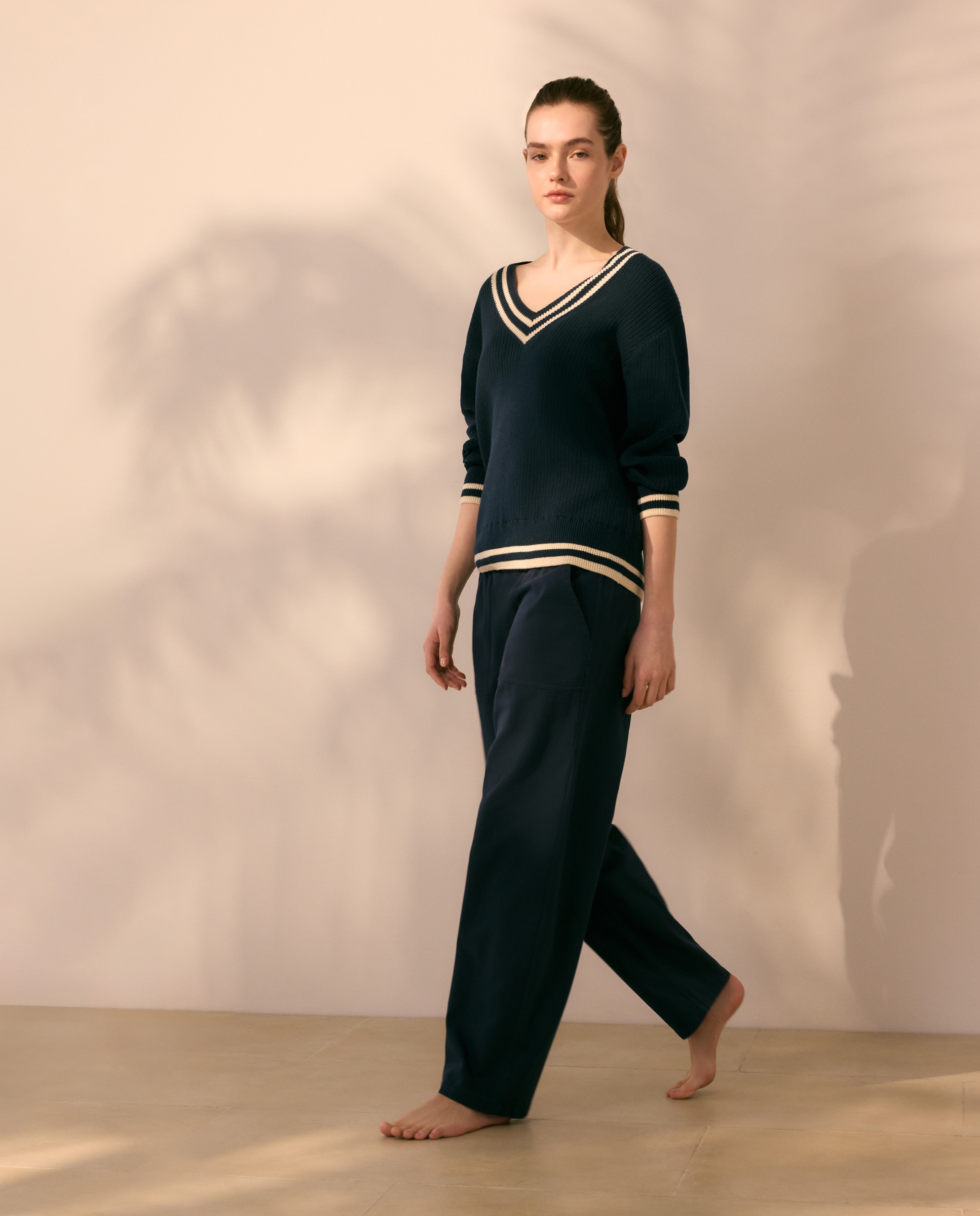 Calças Lisas com Bolsos Azul-marinho-4