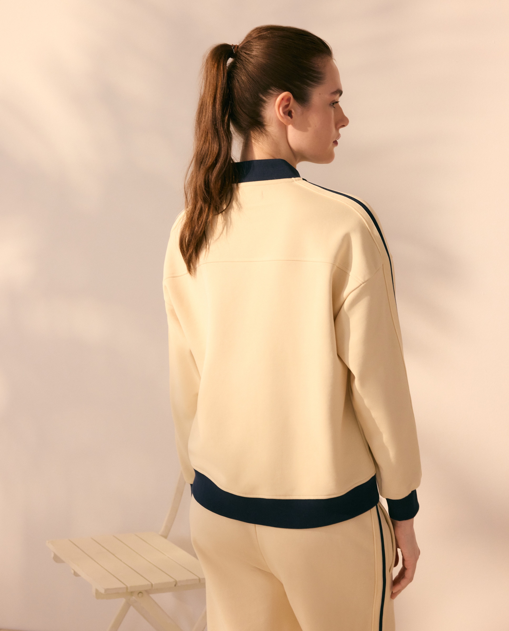 Casaco Tipo Blusão com Contraste 120 Cru-3