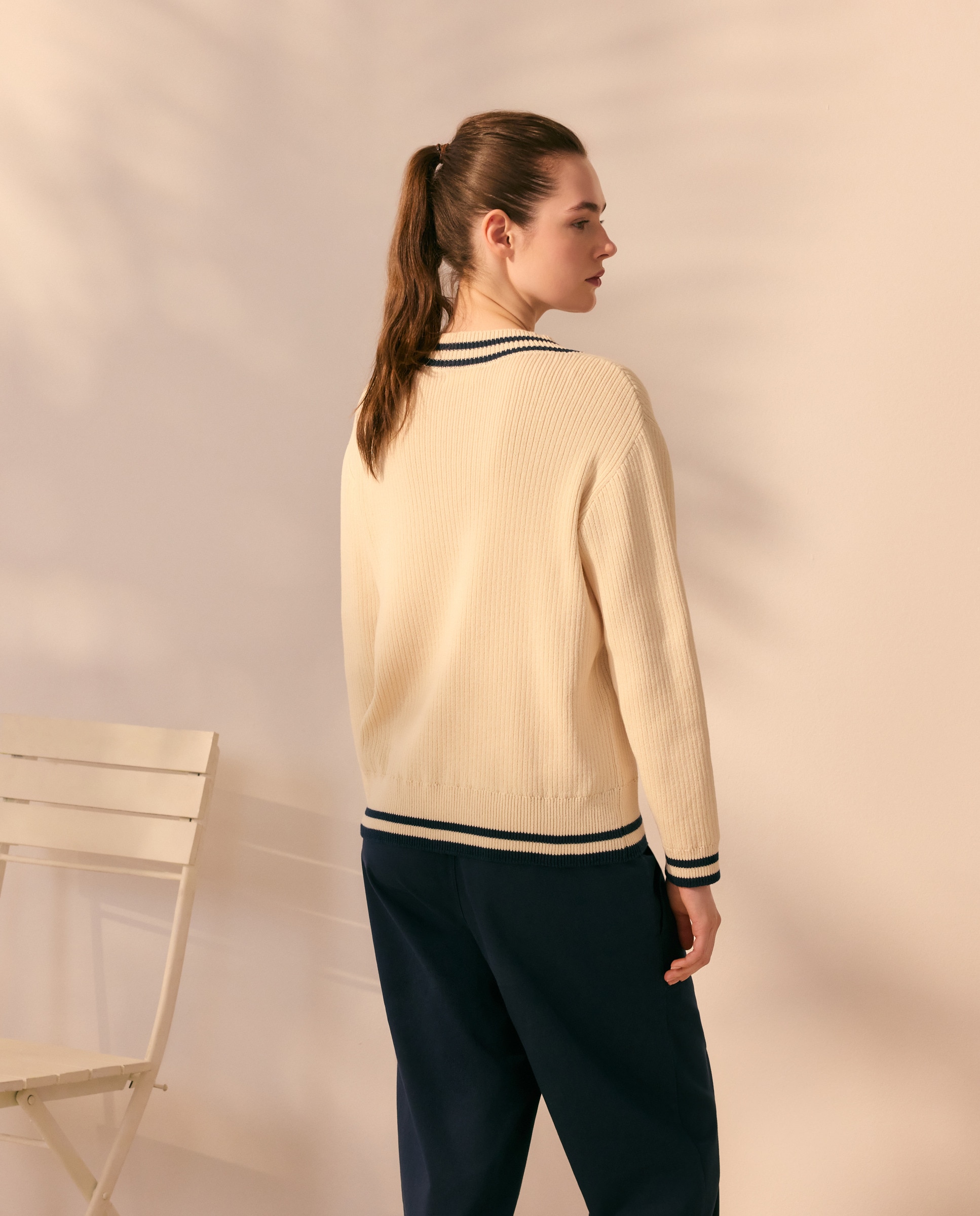 Camisola de Malha de Algodão Lisa 120 Cru-3