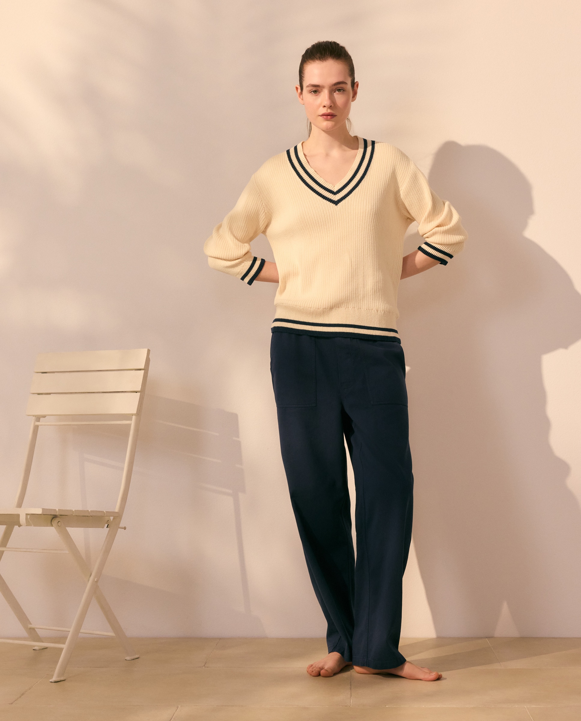 Camisola de Malha de Algodão Lisa 120 Cru-2