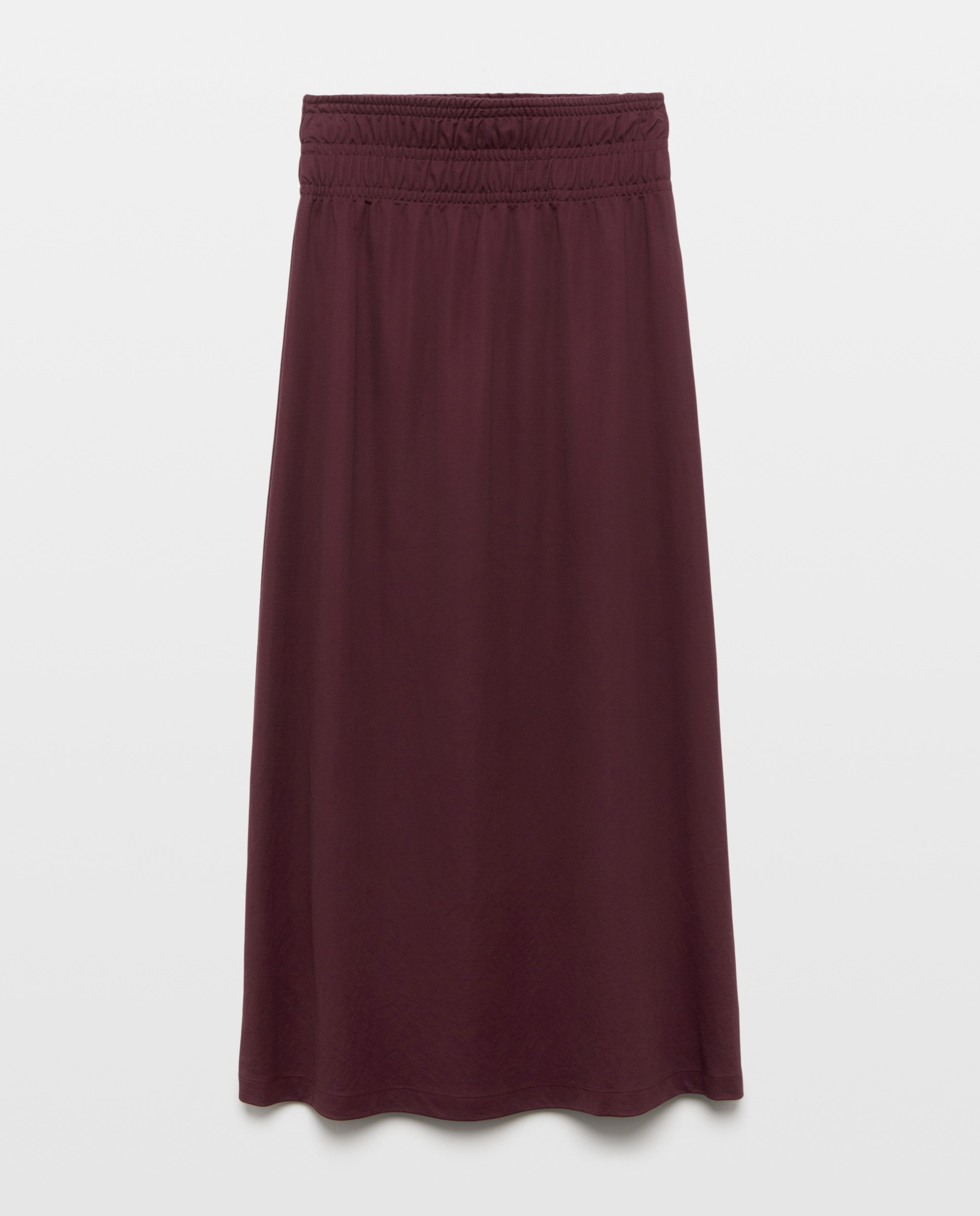Falda midi de mujer con cintura fruncida Burdeos-4