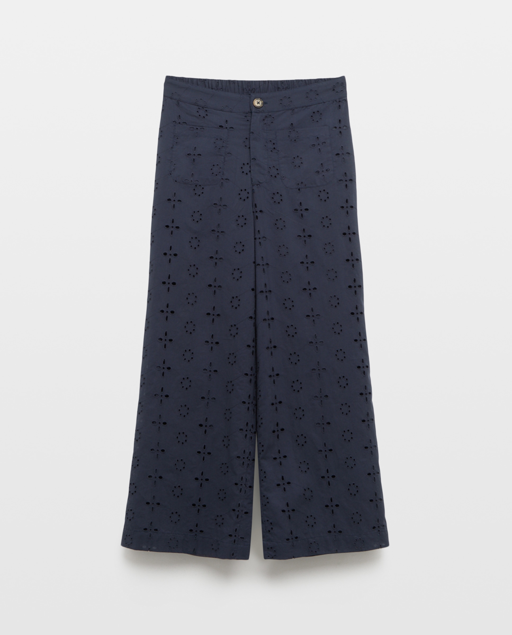 Pantalón de mujer bordado total look Azul marino-4