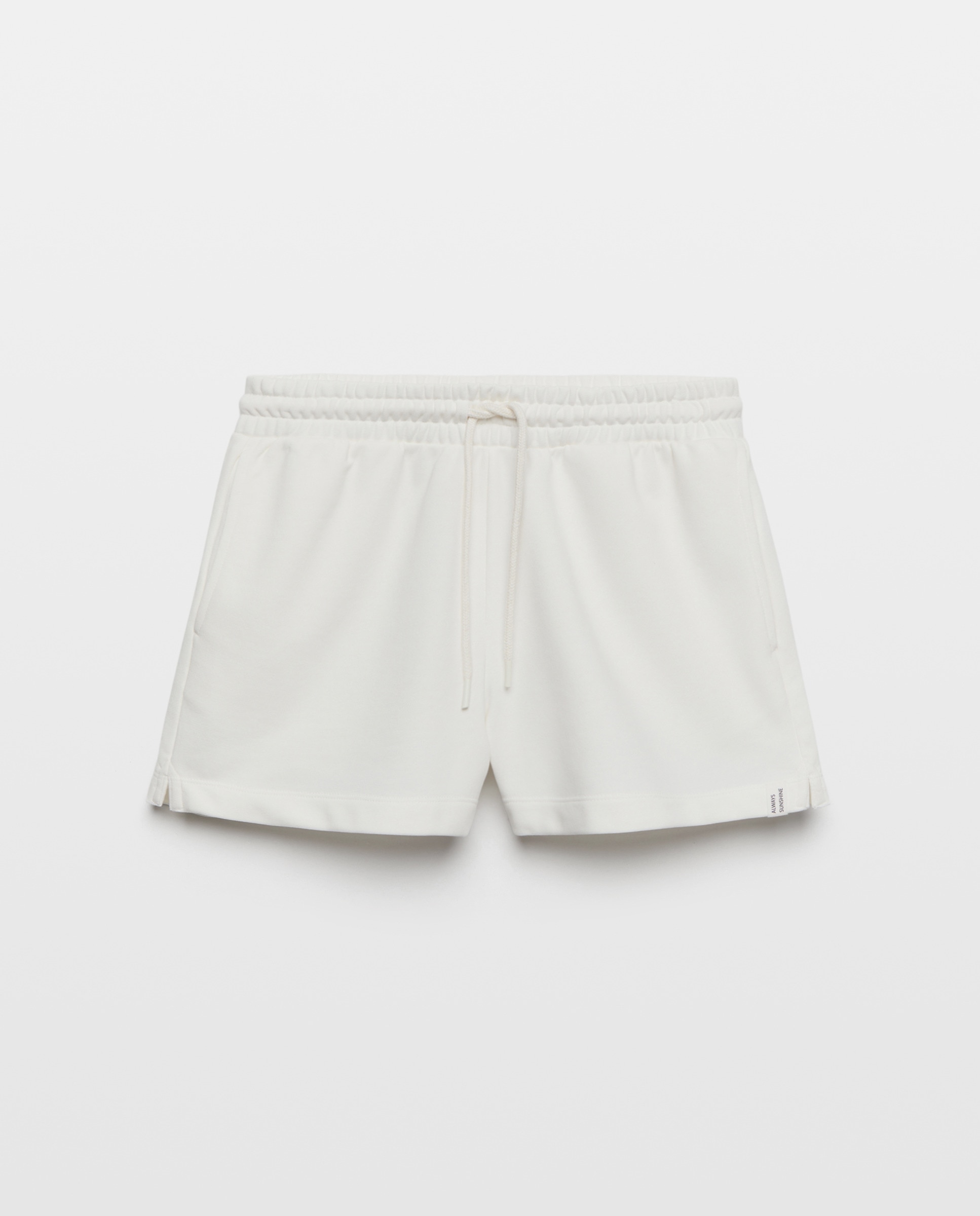 Pantalones cortos de mujer de felpa Blanco-4