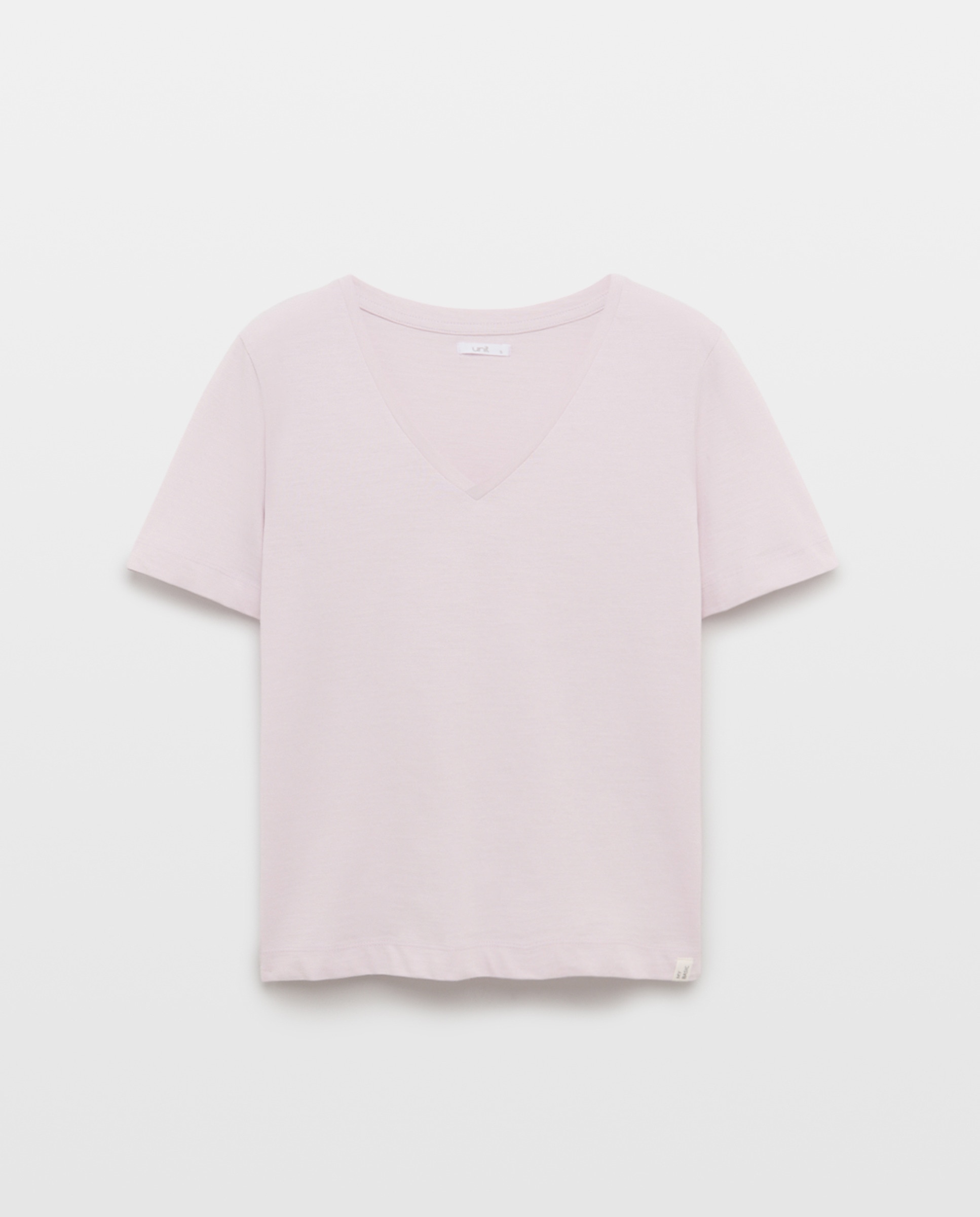 Camiseta básica de mujer cuello pico 283 Lavanda-5
