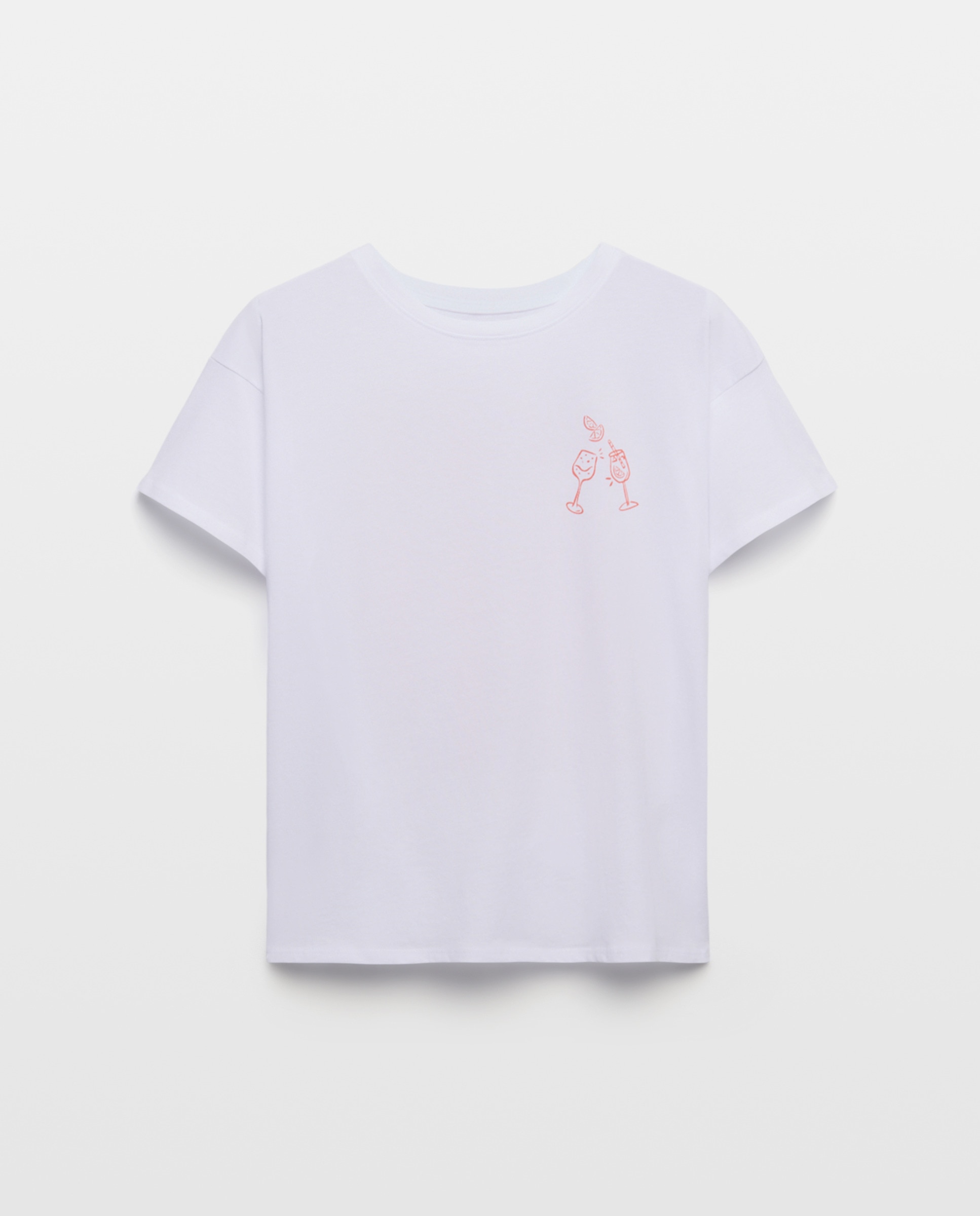 Camiseta de mujer cuello caja oversize print espalda Blanco-5