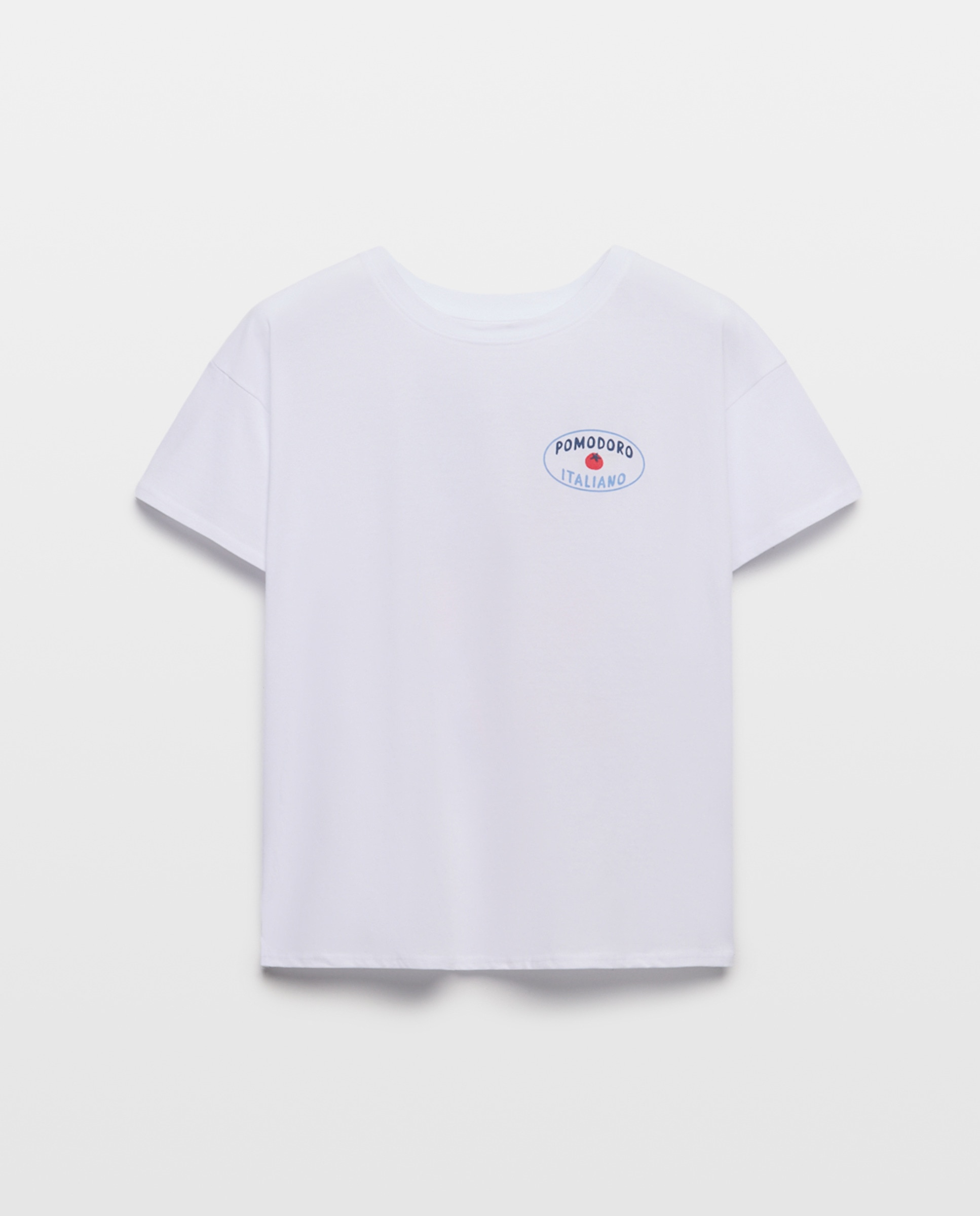 Camiseta de mujer cuello caja oversize print espalda Blanco-4