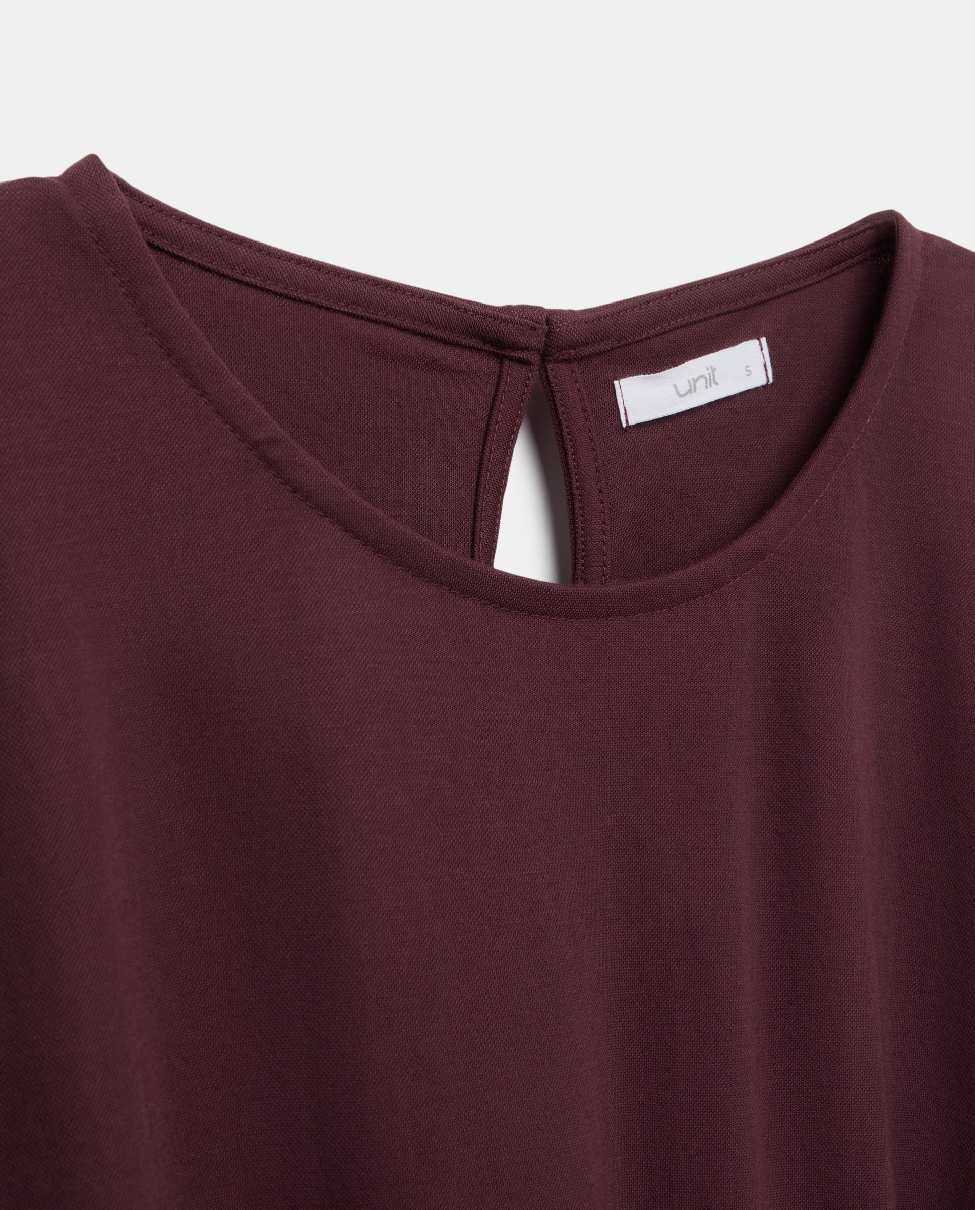 Camiseta de mujer cuello caja con cintura elástica Burdeos-5