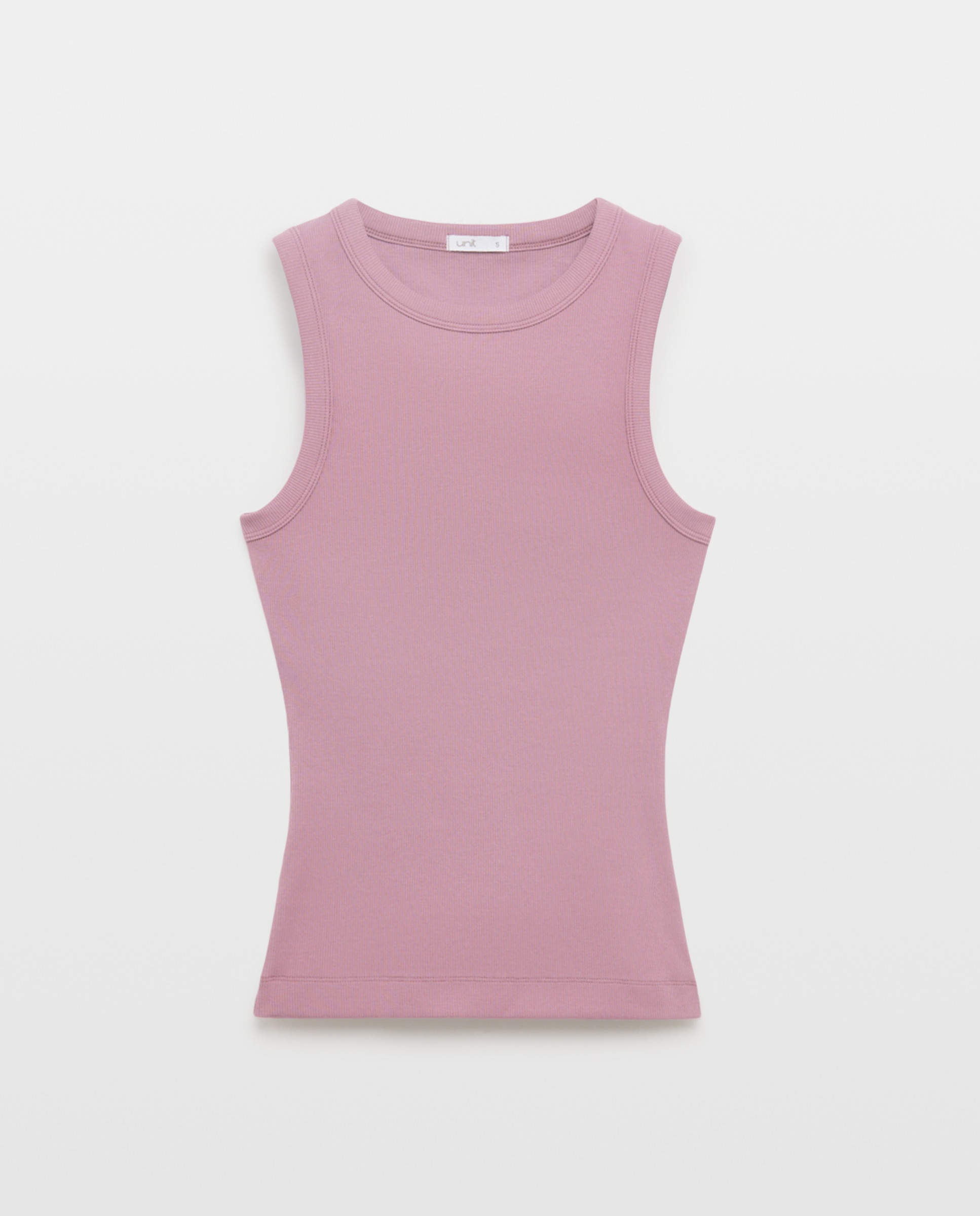 Camiseta halter de mujer de tirantes y canalé Morado-4