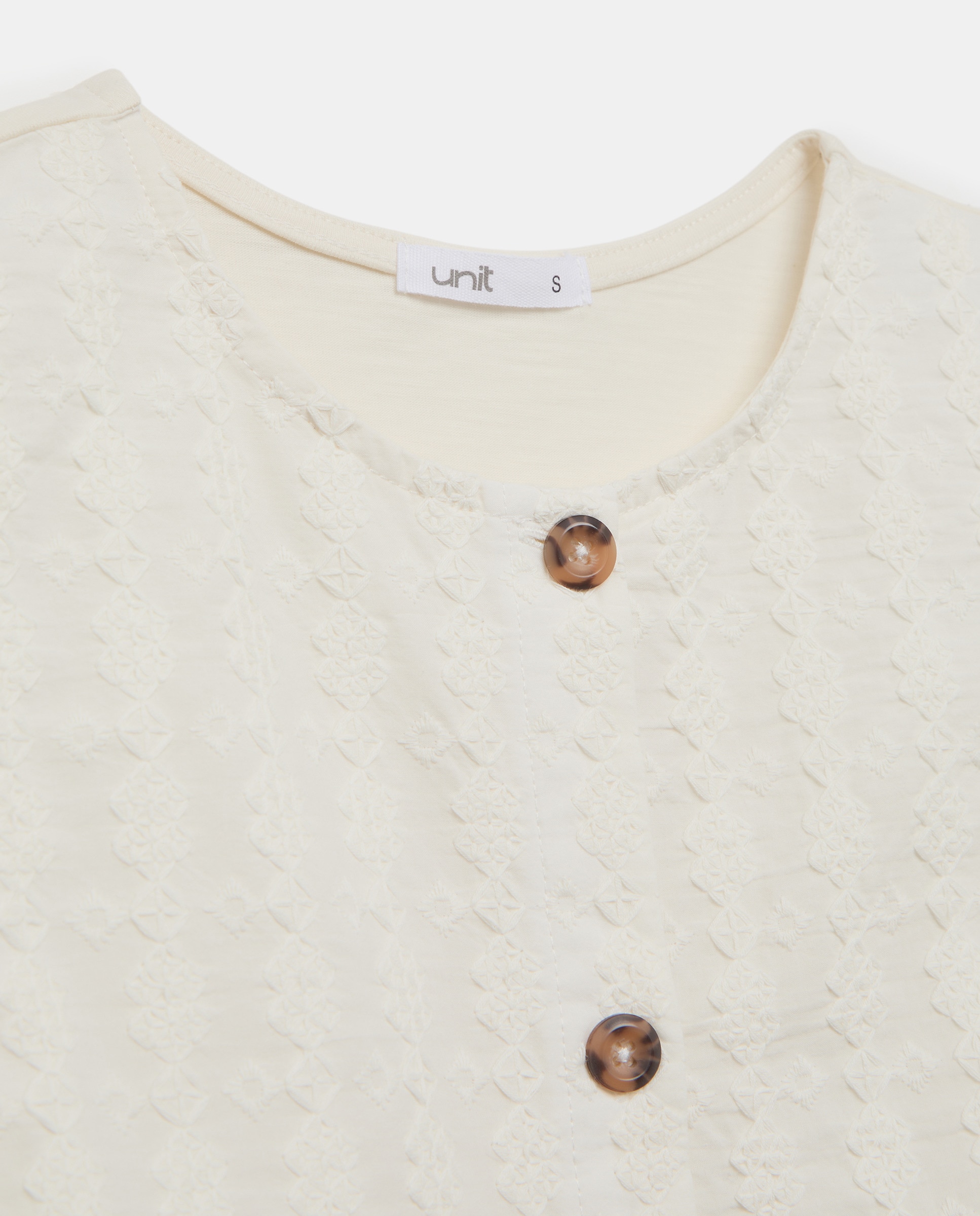Camiseta sin mangas de mujer calado frontal y abotonada 120 Crudo-5