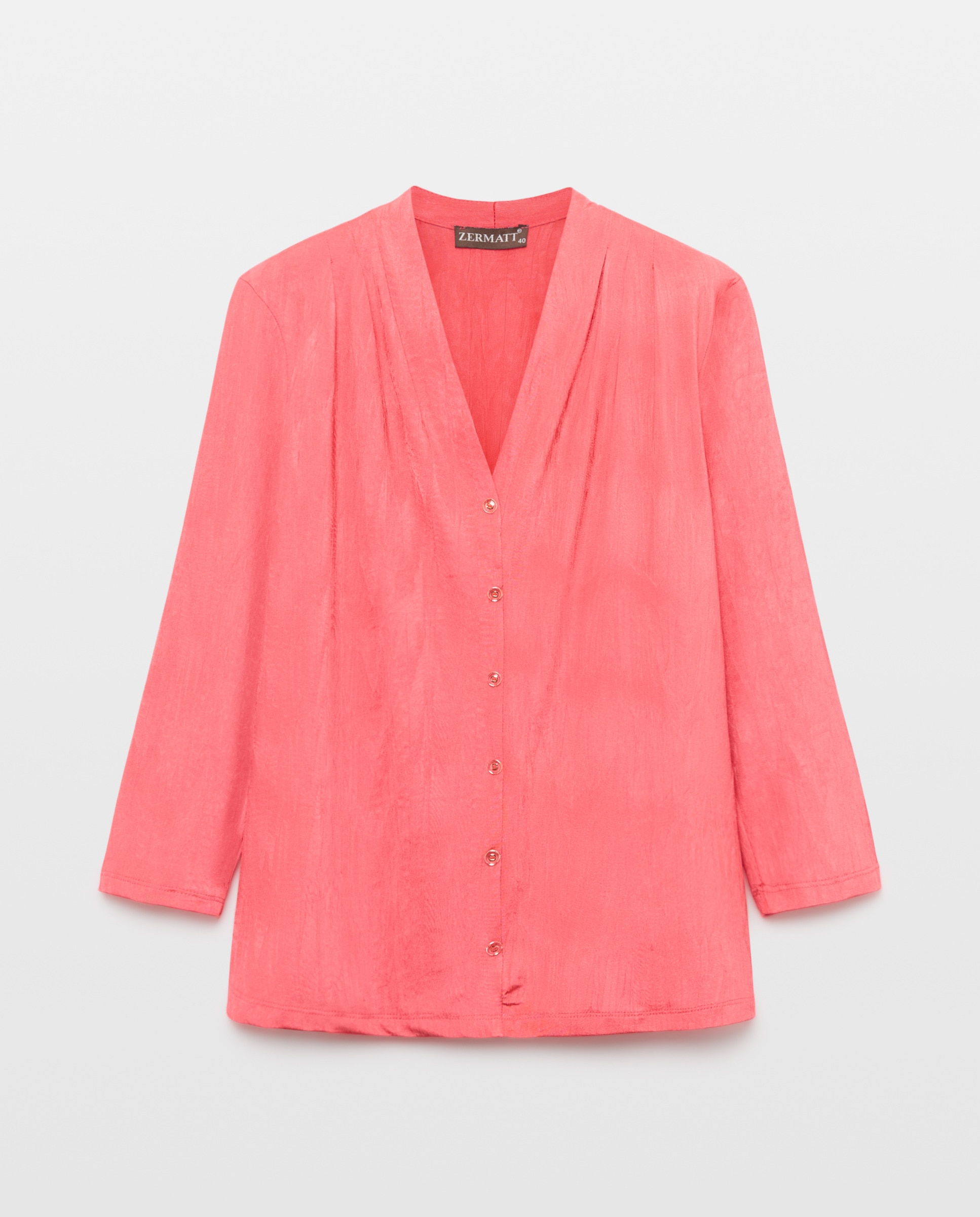 Blusa lisa com manga 3/4 Vermelho-4
