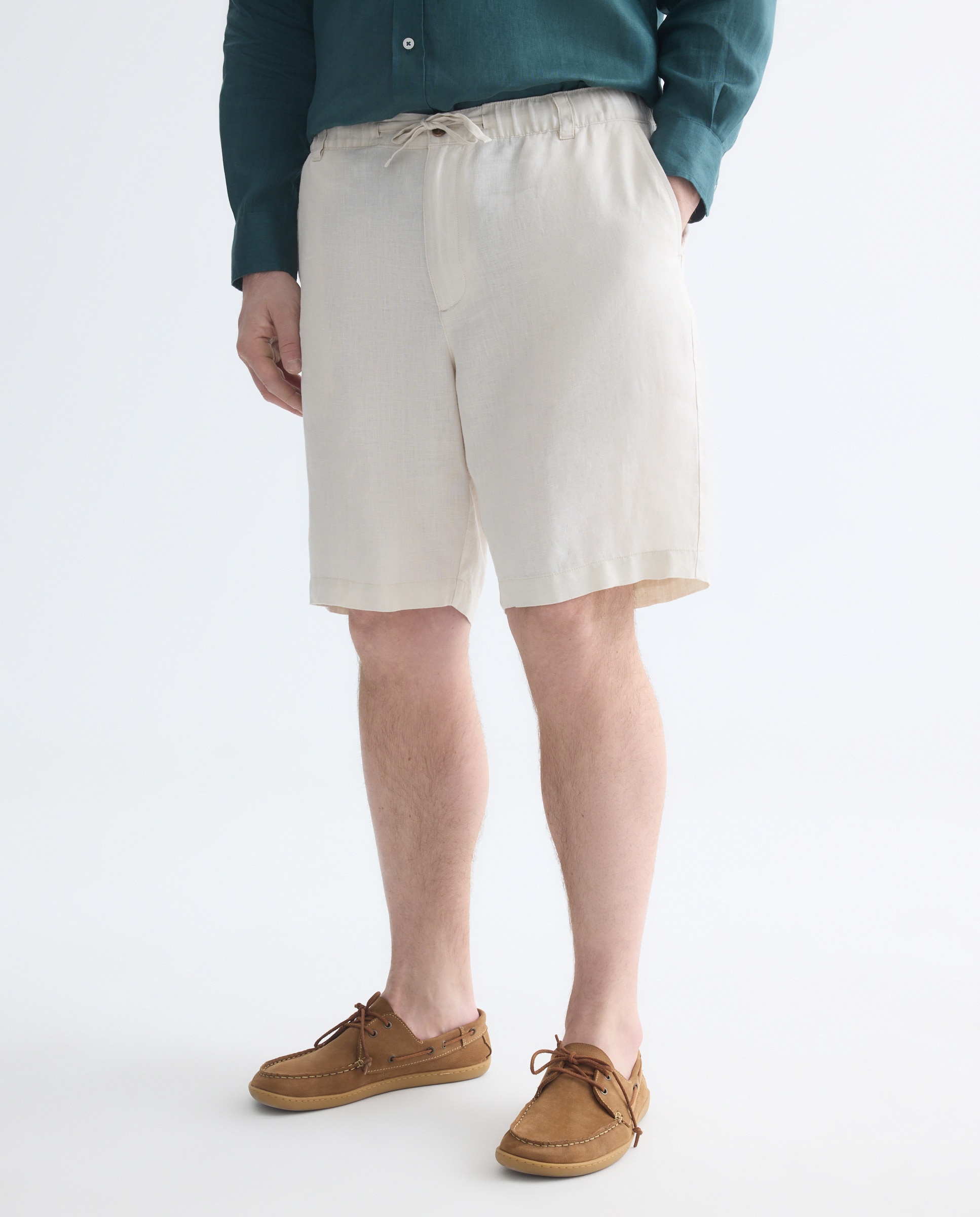 Bermudas Desportivas de Linho Regular Bege-2