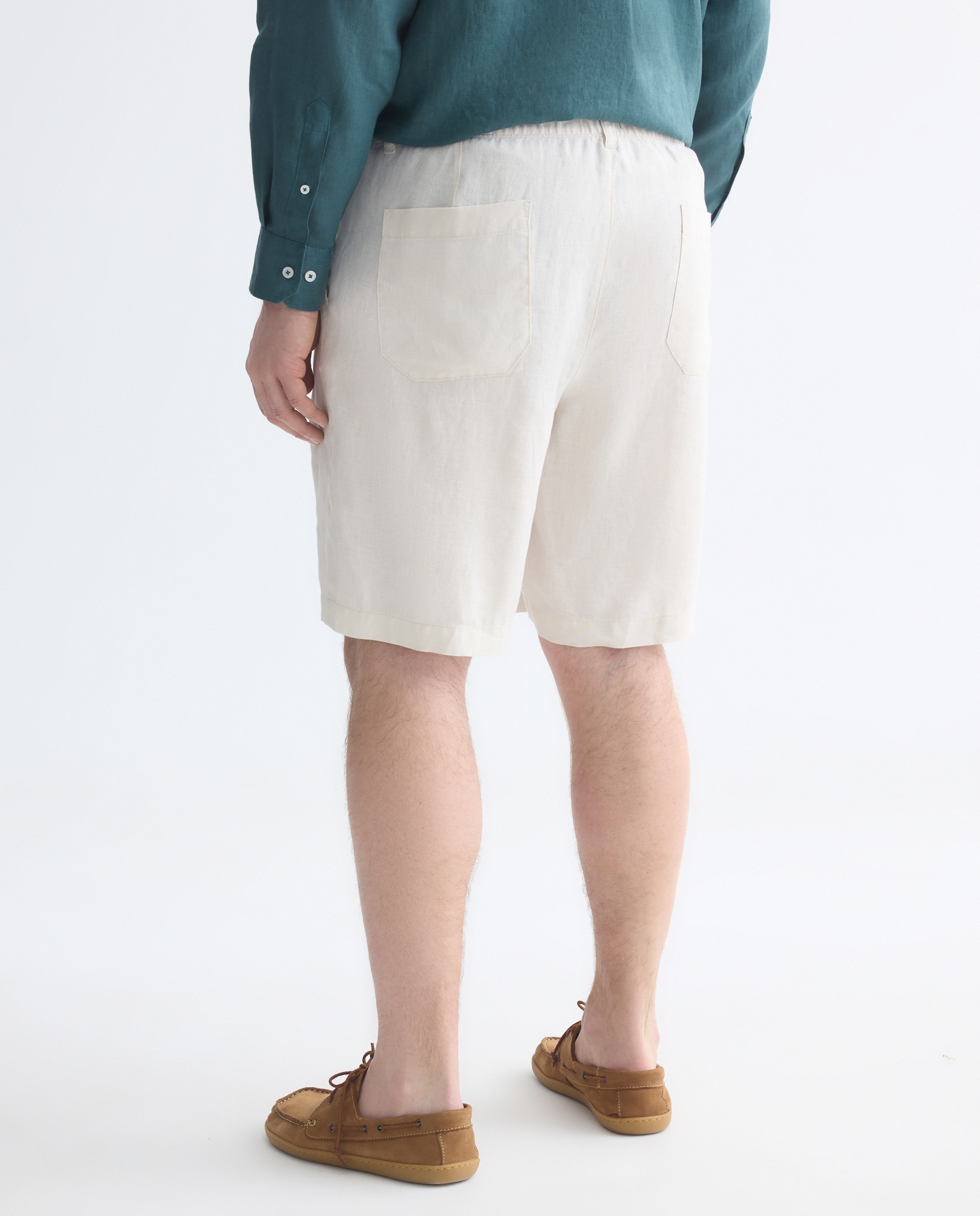 Bermudas Desportivas de Linho Regular Bege-3