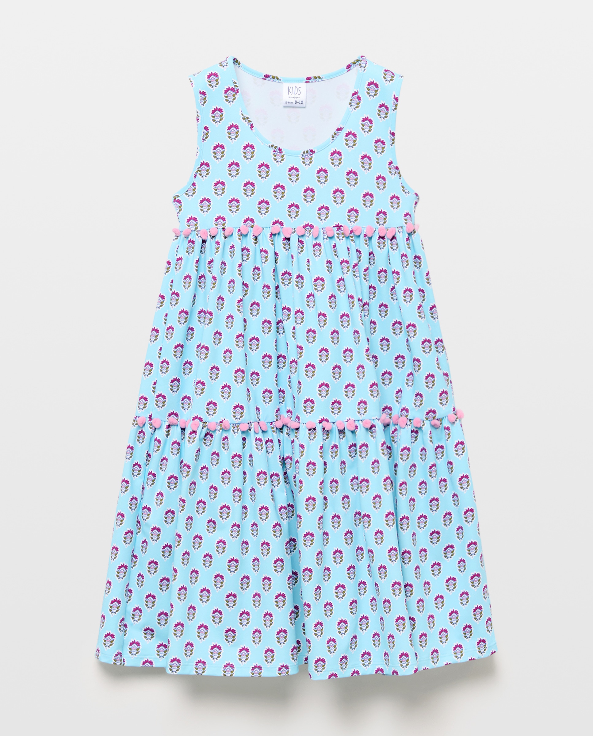 Vestido com Folhos e Estampado Floral Kids El Corte Inglés Verde-4