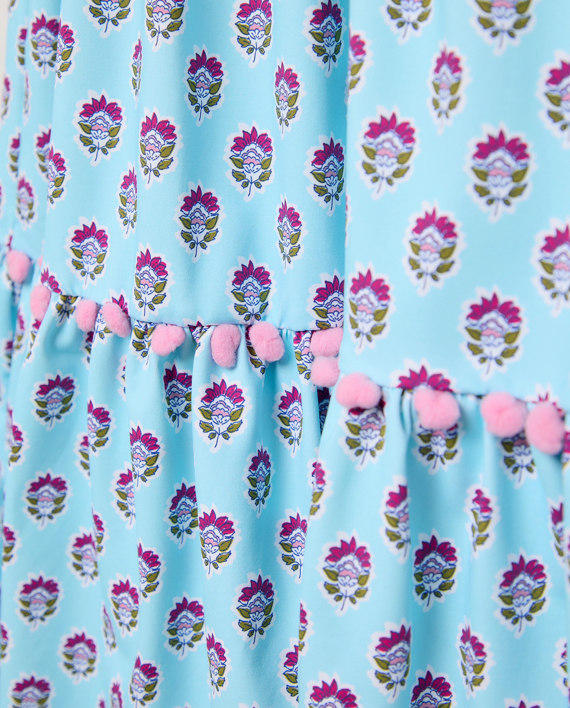 Vestido com Folhos e Estampado Floral Kids El Corte Inglés Verde-5