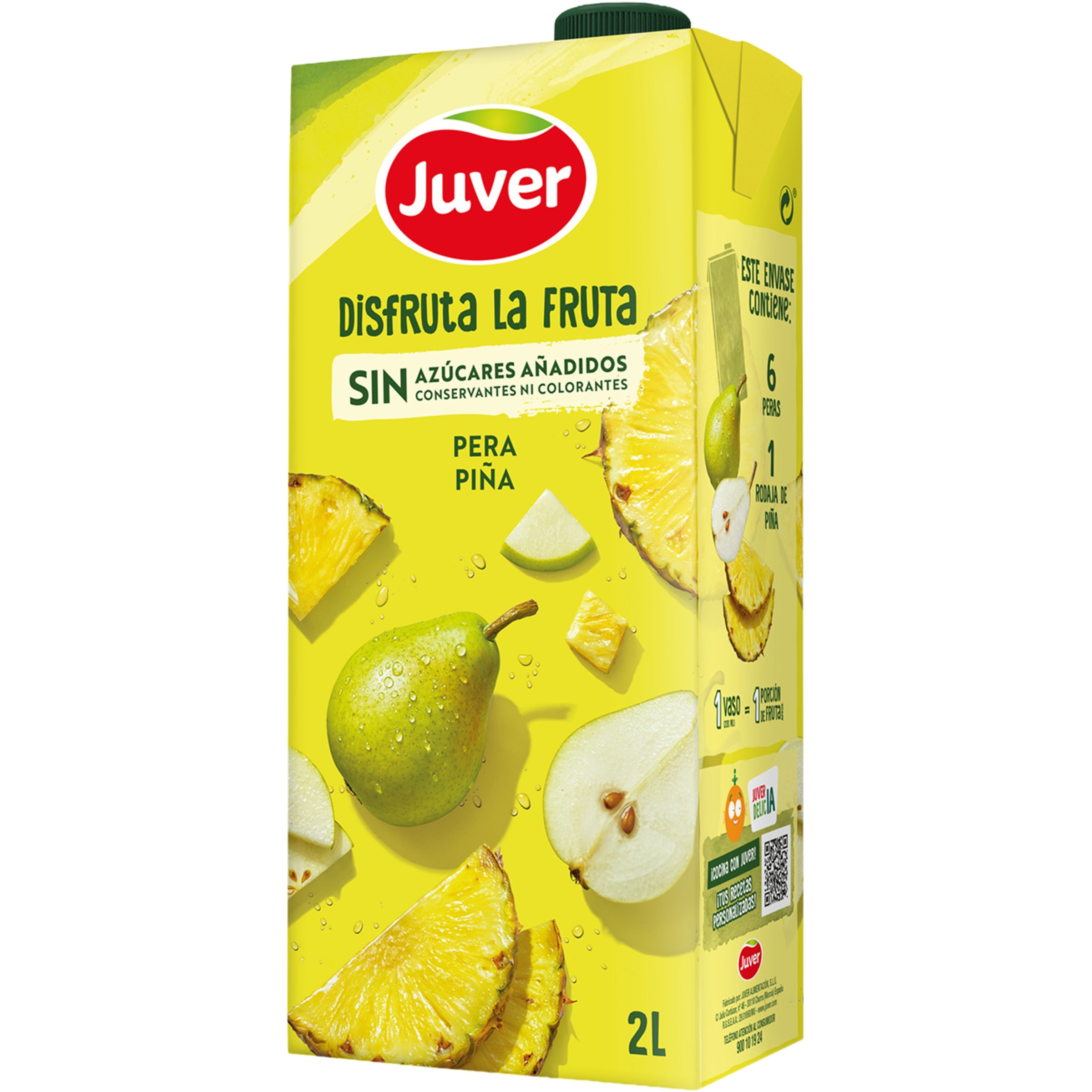bebida de zumo de pera y piña a partir de concentrado sin azúcares añadidos brik 2 l