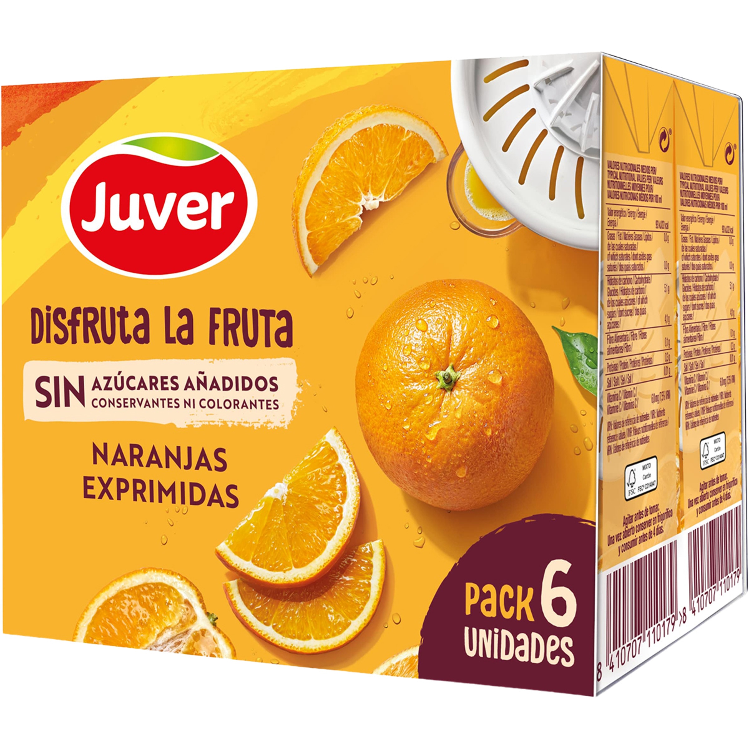 bebida de zumo de naranjas exprimidas sin azúcares añadidos pack 6 briks 200 ml