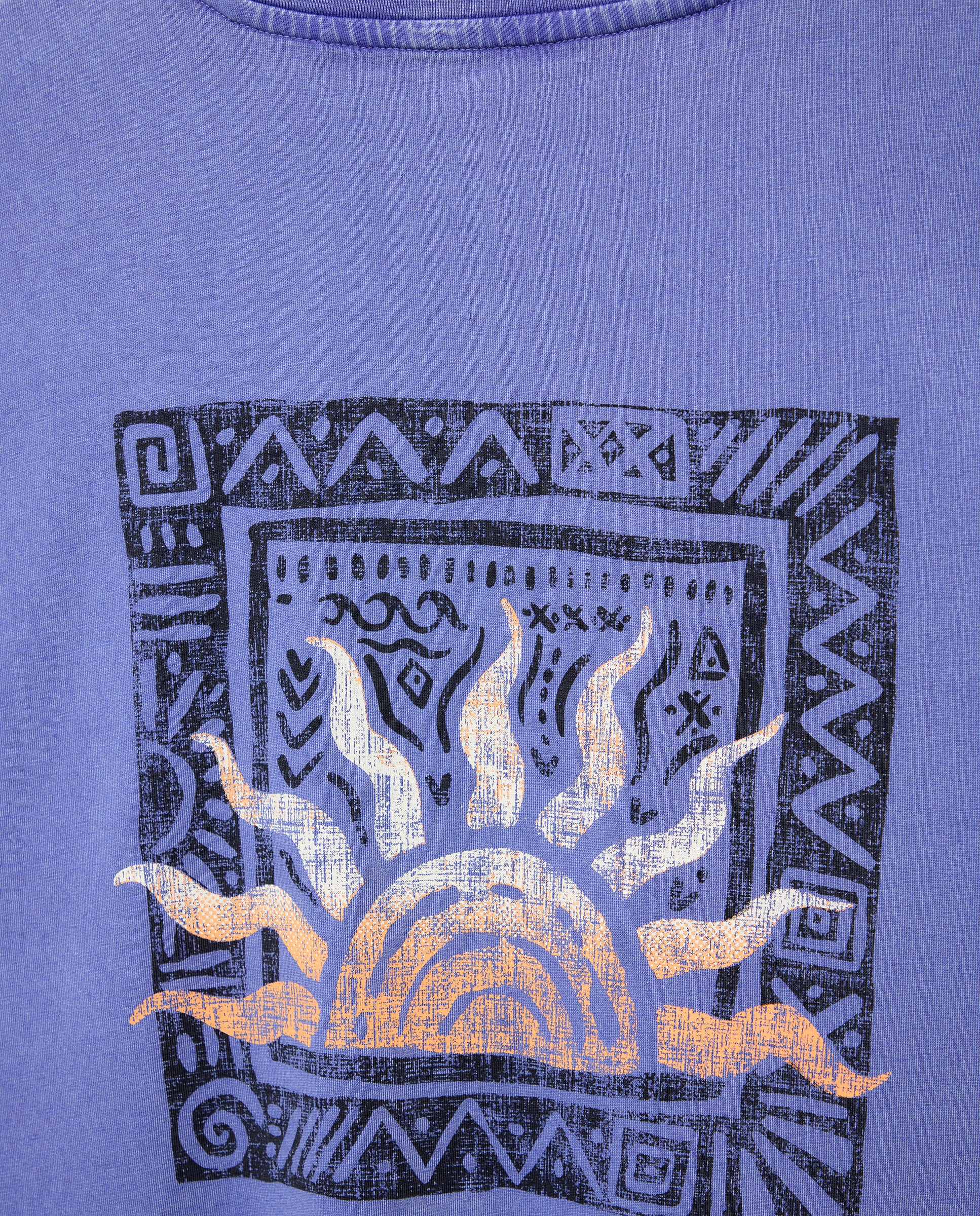 T-shirt de Manga Curta Acid Wash com Estampado Posicional Roxo-6