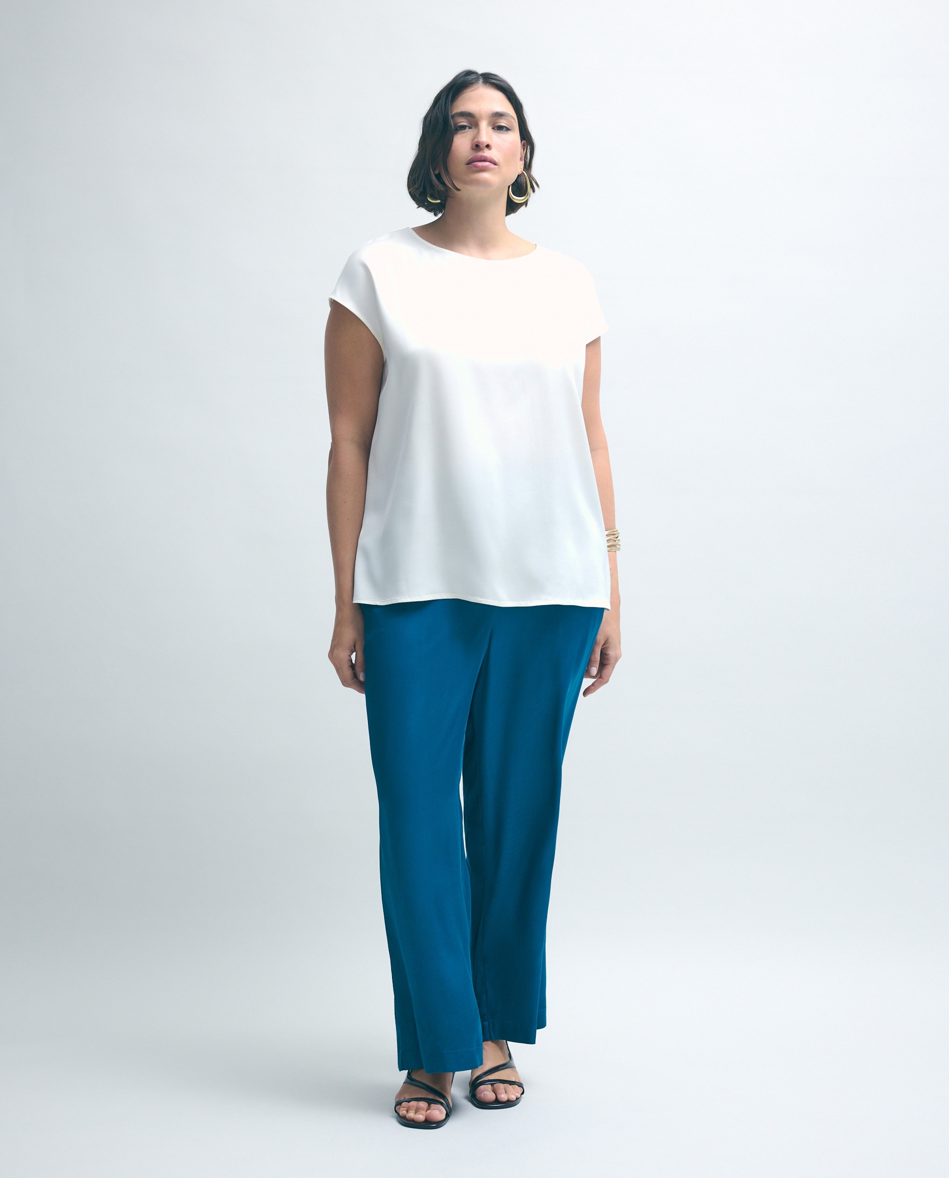 Top Acetinado de Manga Curta 120 Cru-2