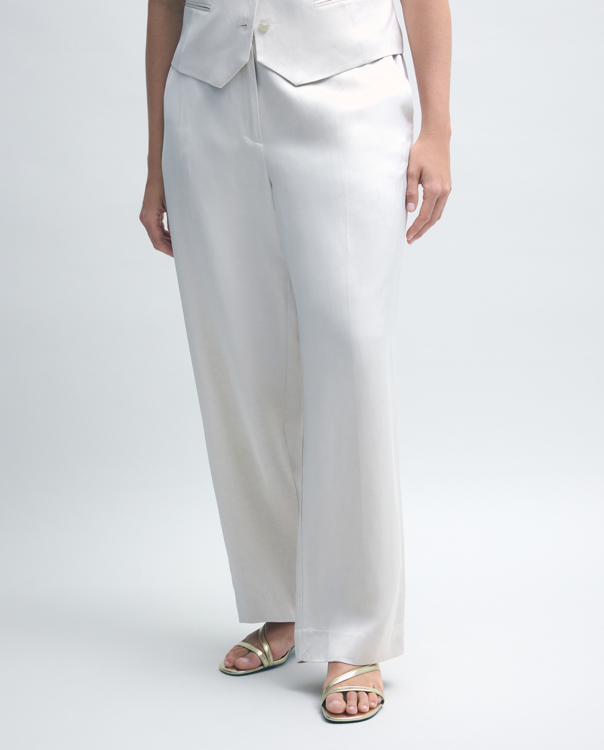 Calças de Fato Acetinadas 130 Marfim-2