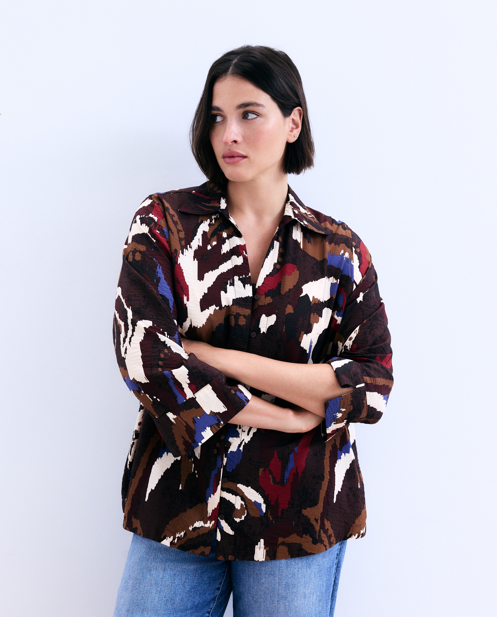 Blusa com Manga Comprida e Estampada Vermelho-2
