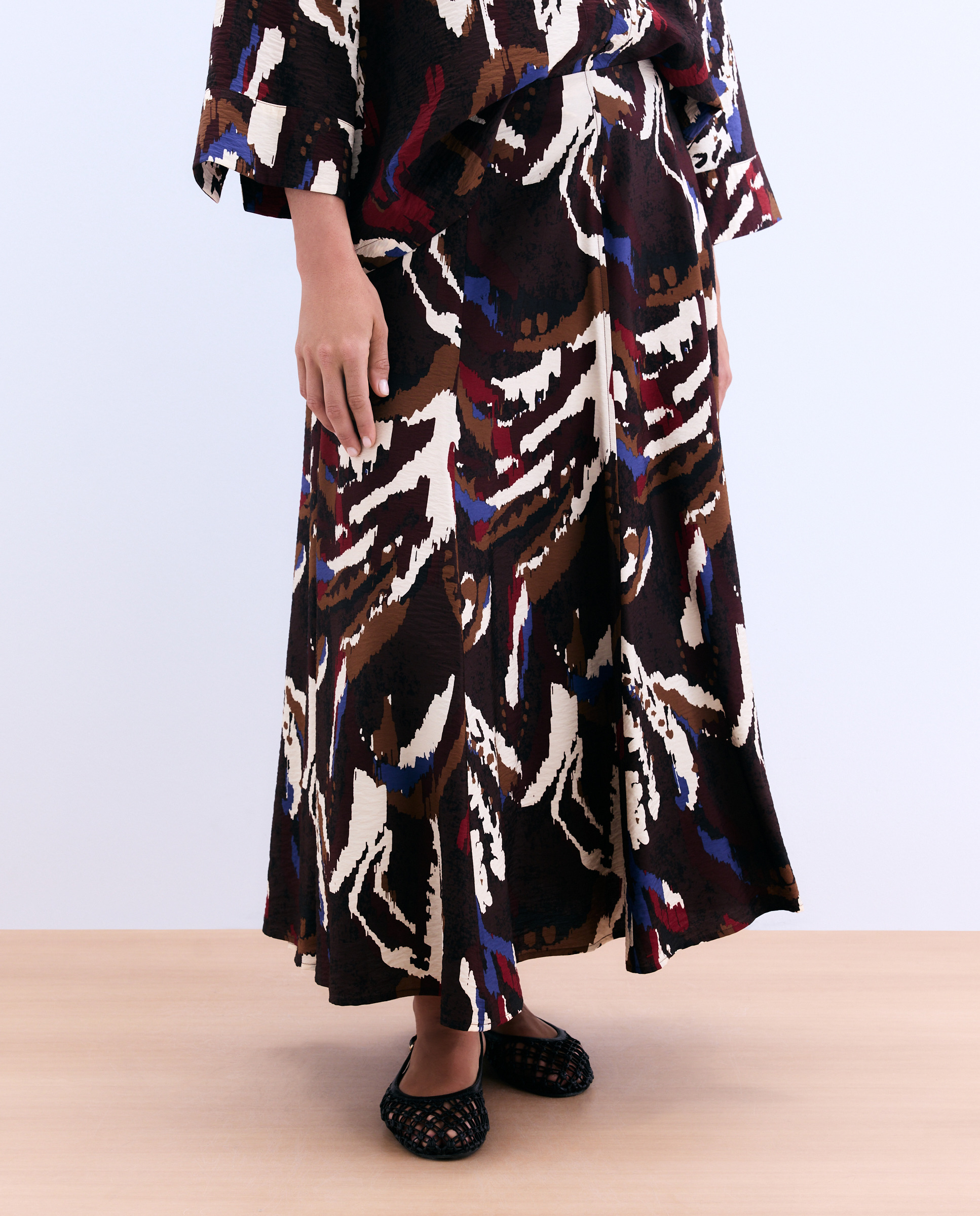 Saia fluida estampada Vermelho-2