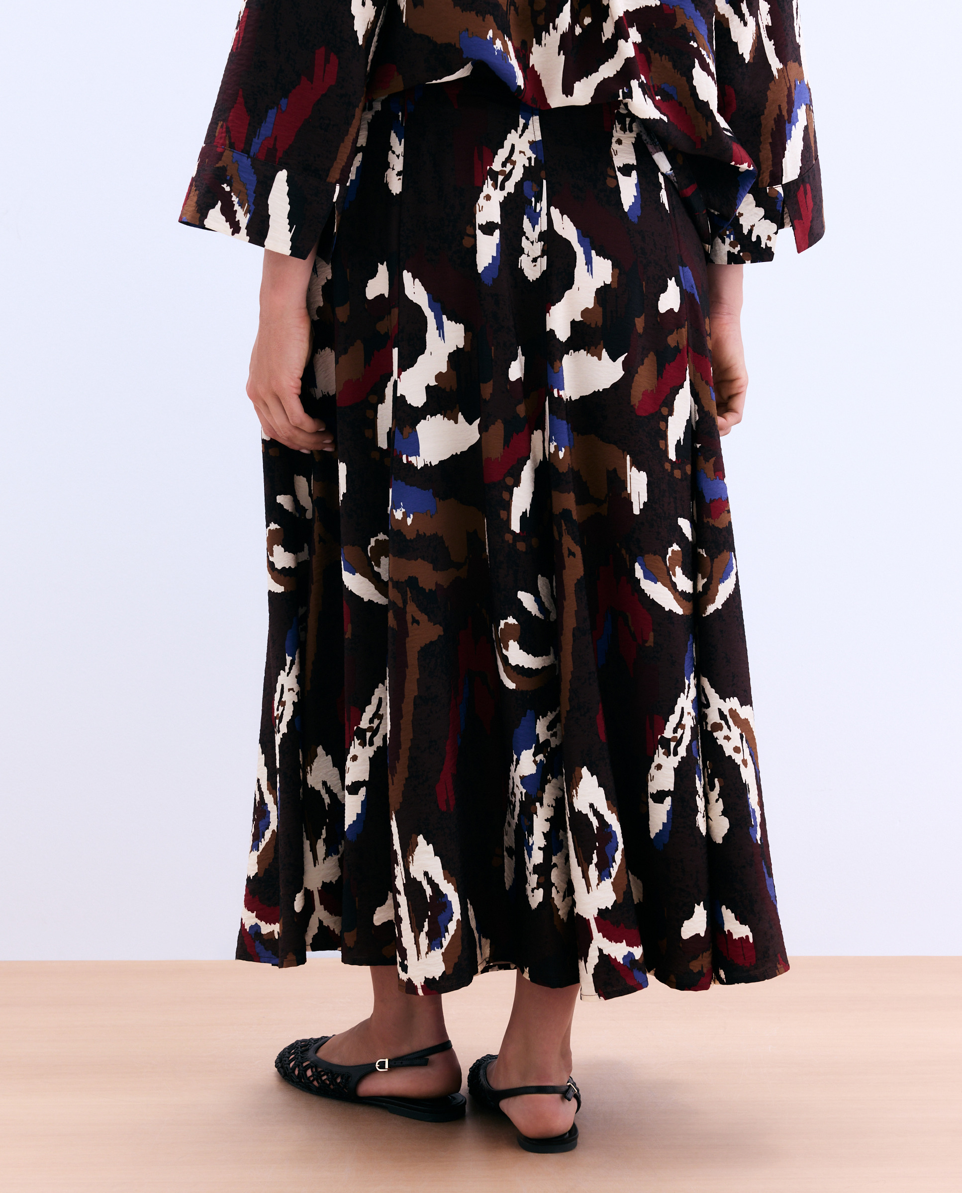 Saia fluida estampada Vermelho-3