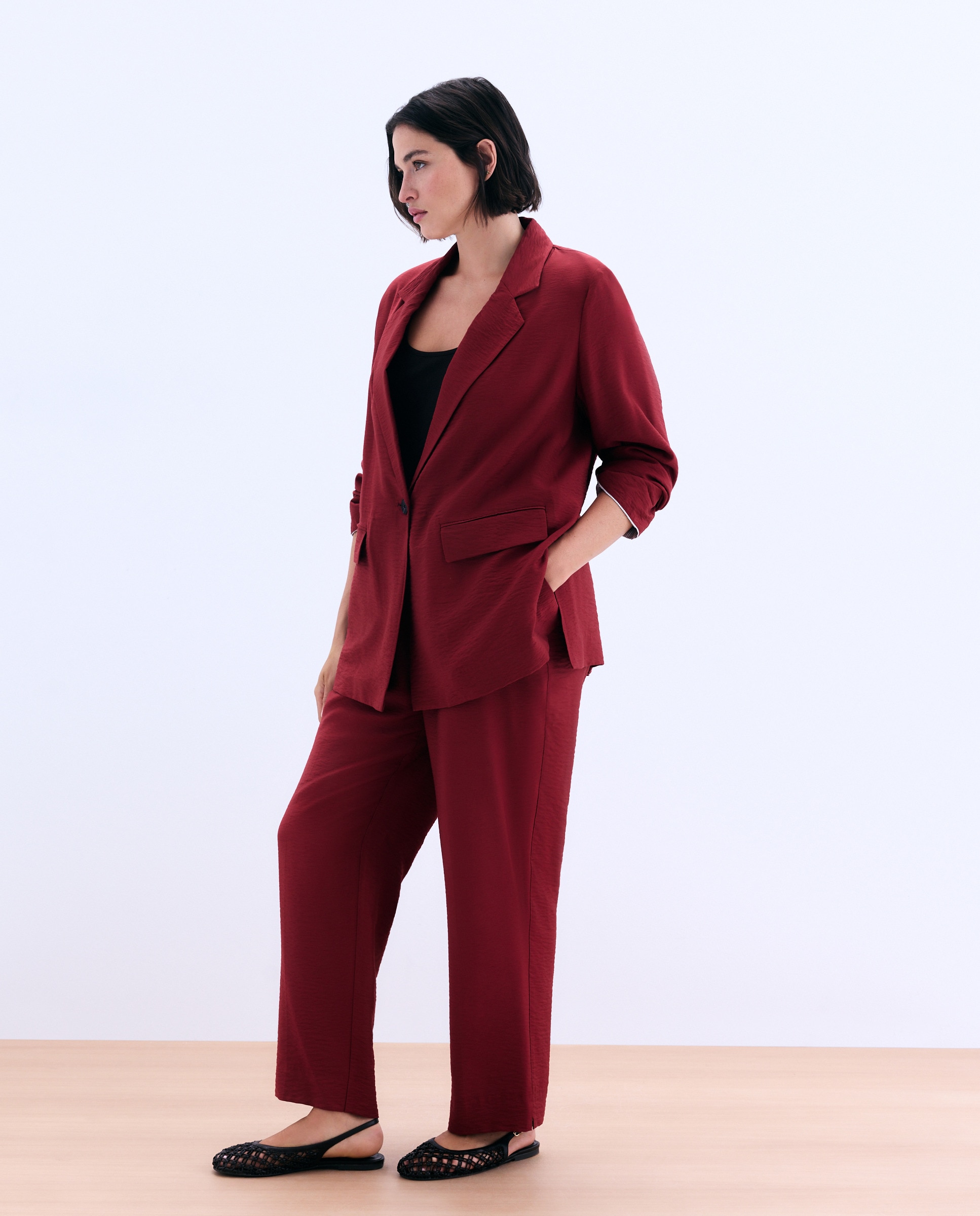 Blazer Fluído Brilhante Bordeaux-2