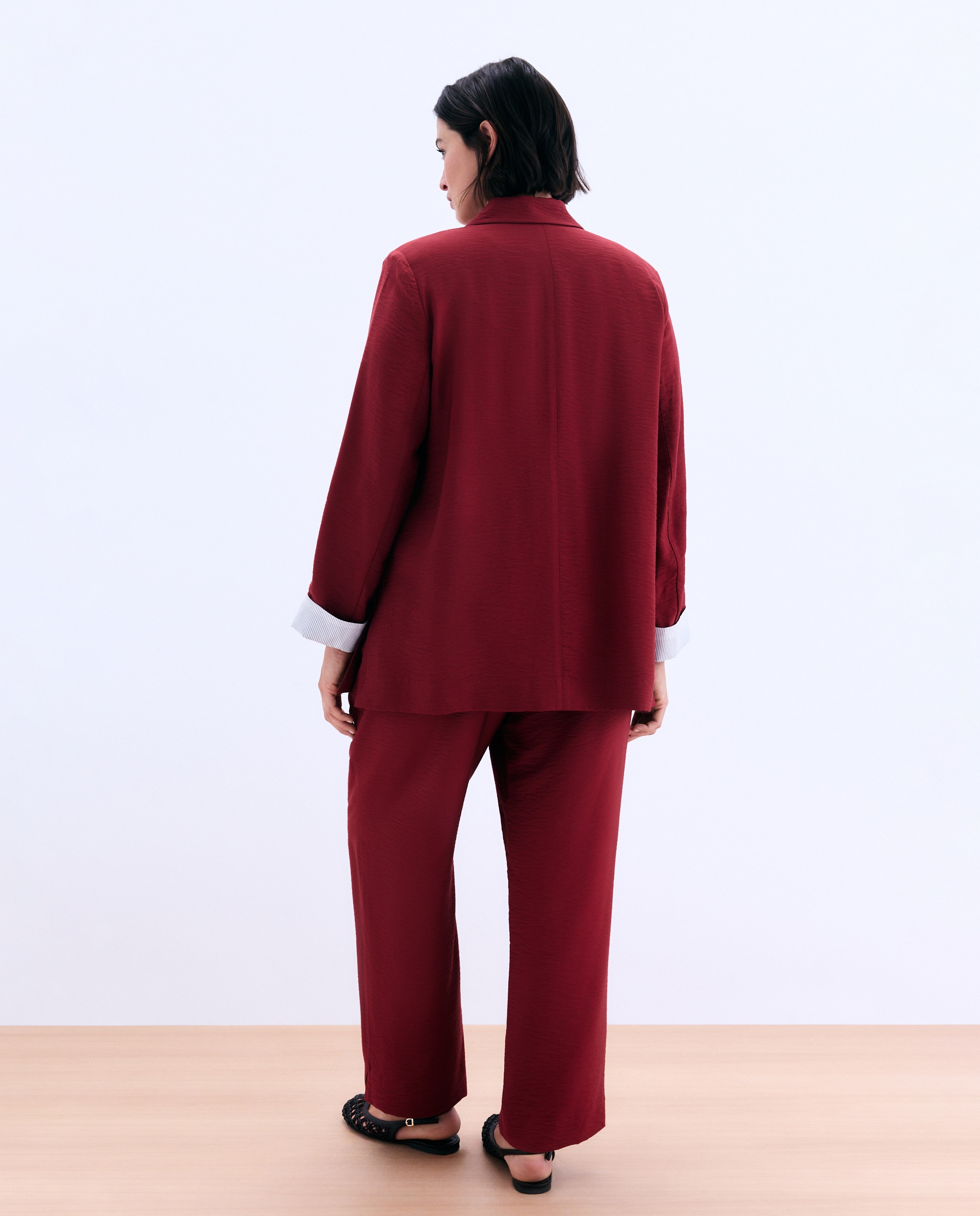 Blazer Fluído Brilhante Bordeaux-3