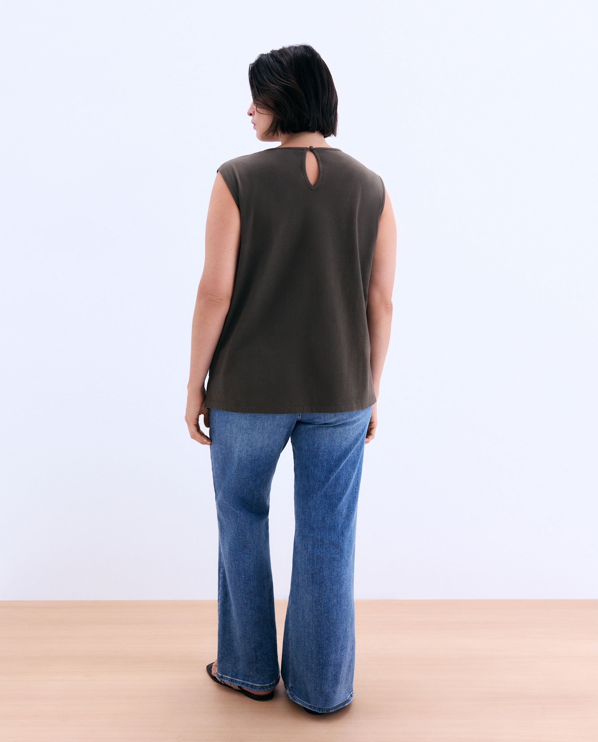 T-shirt Lisa sem Mangas 520 Caqui-3
