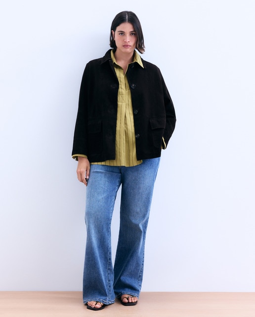 Imagem 0 de Casaco em Pele Tipo Camurça