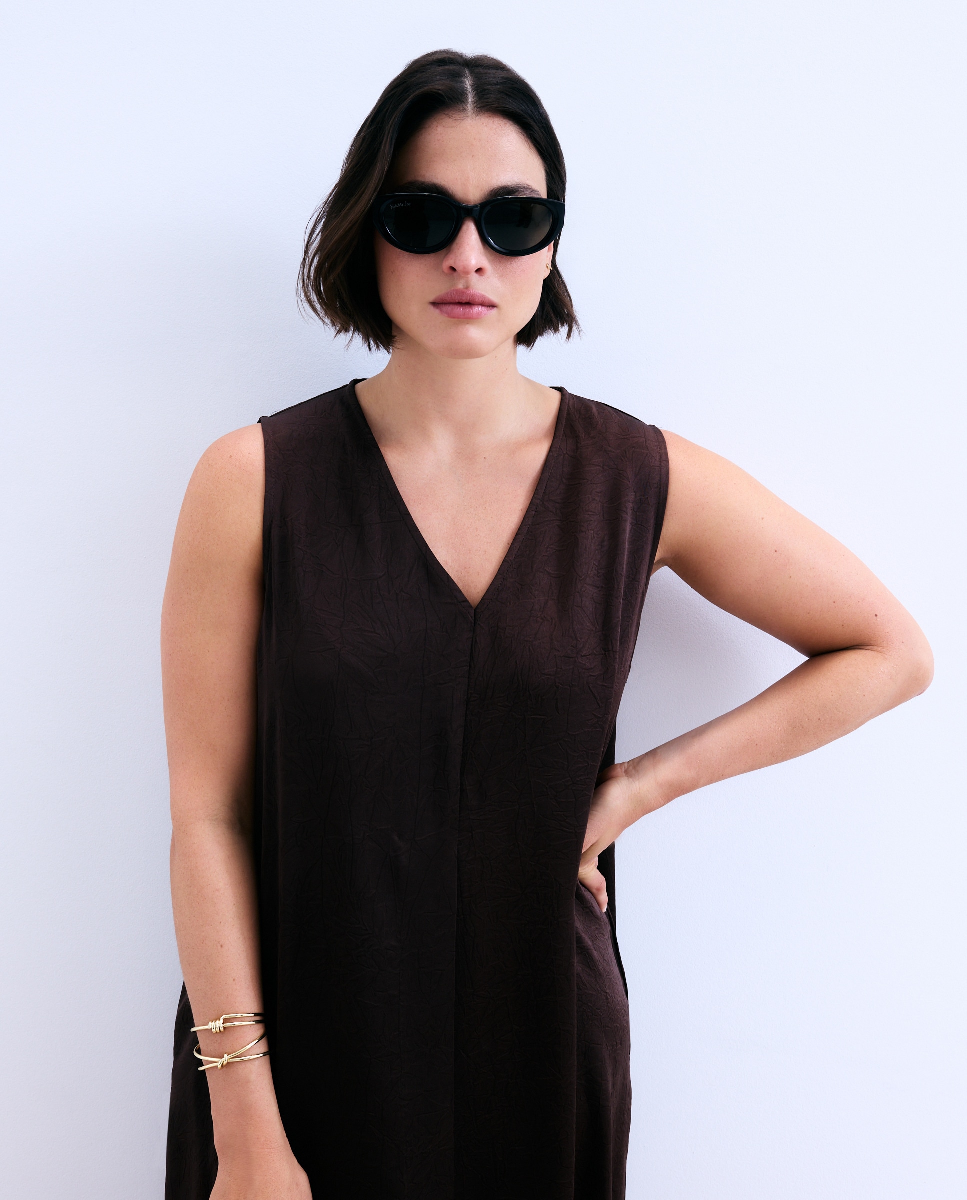 Imagem 0 de Vestido Comprido de Cetim Crinkle